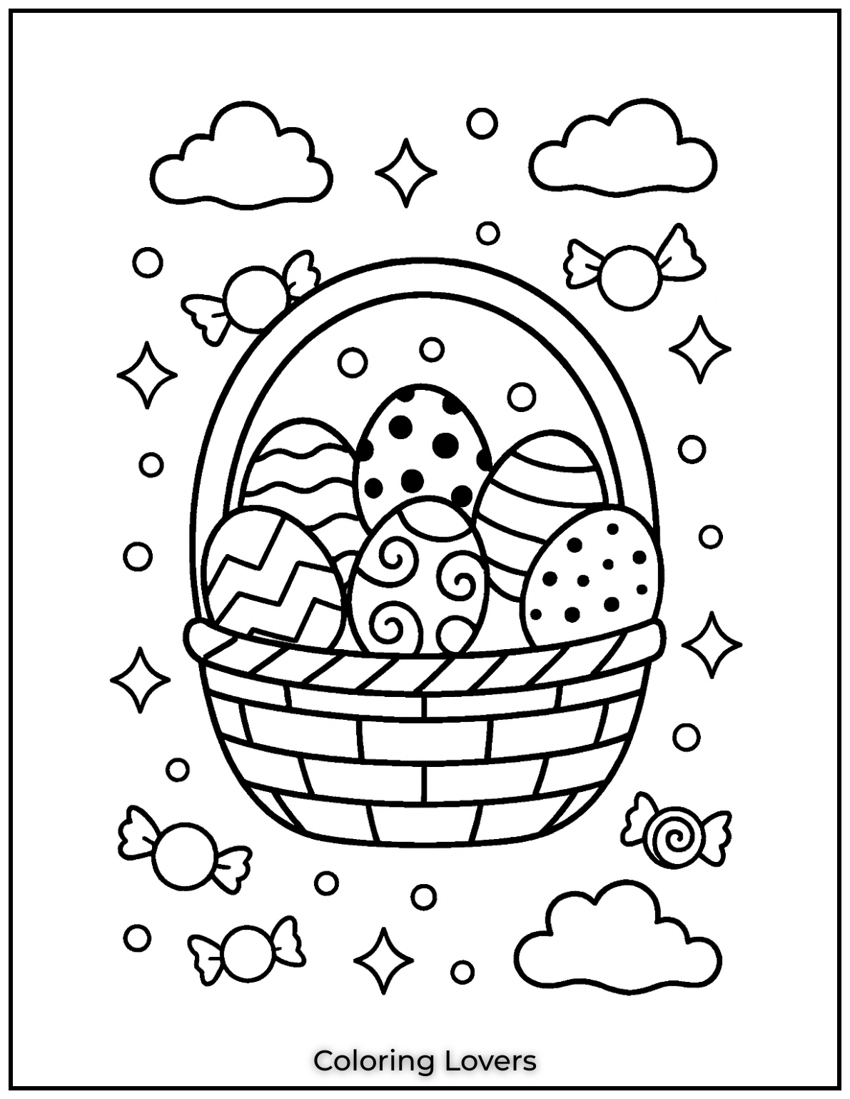 Adorable Candy Coloring Pages Enjoy Free Pages 45 A beautifully woven basket filled with patterned Easter eggs. Sweet surprises make the holiday even more special