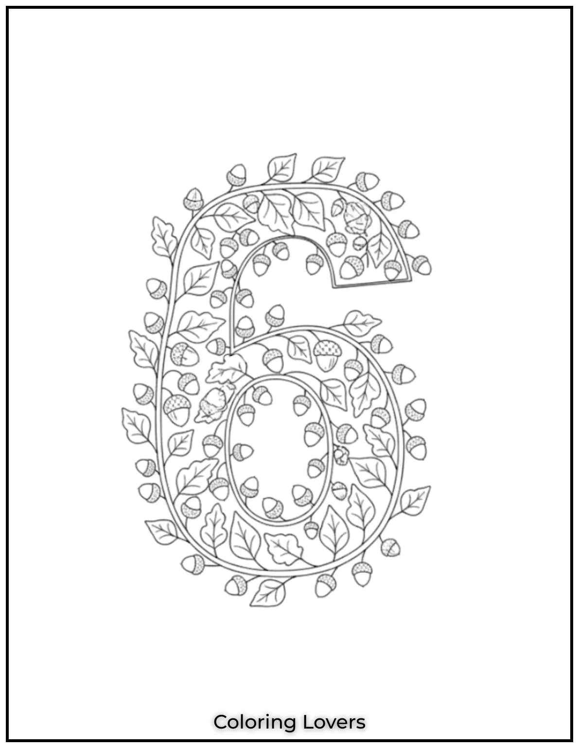 A curly number 6 twirling in a soft ring of leaves like natures way of making it magical