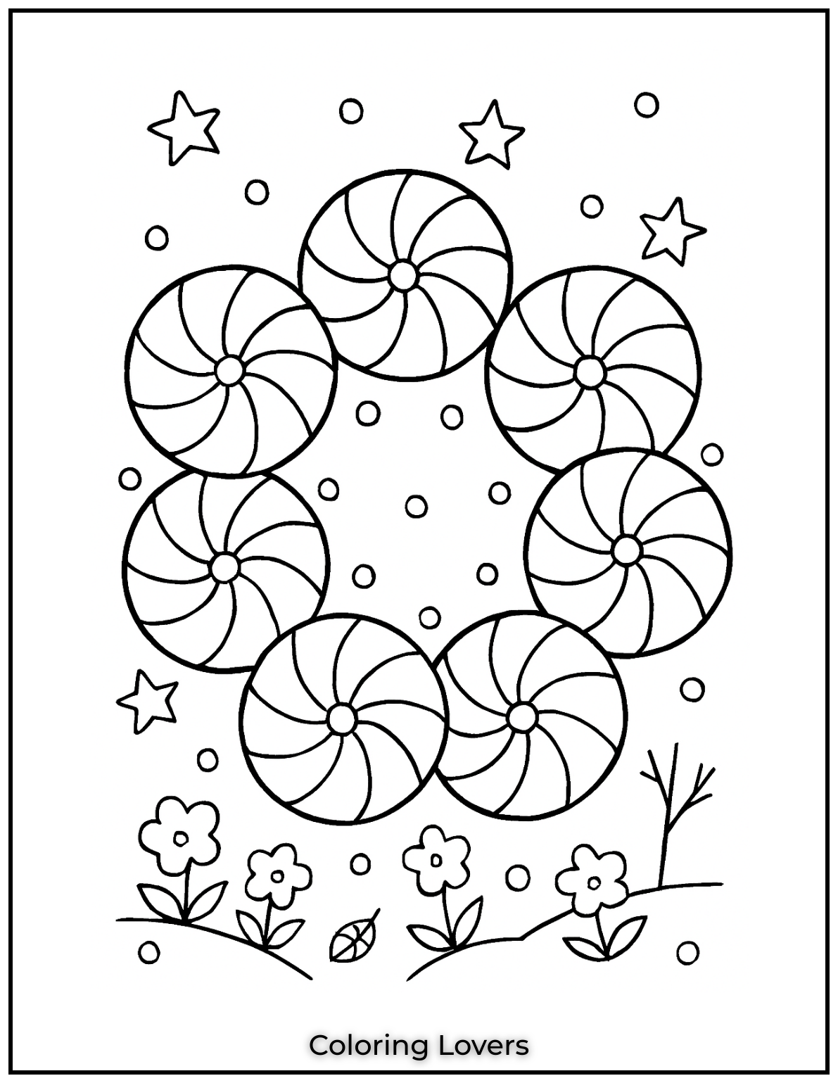 Adorable Candy Coloring Pages Enjoy Free Pages 25 A delightful circle of peppermint candies perfect for bright colors. Make each piece pop with your imagination