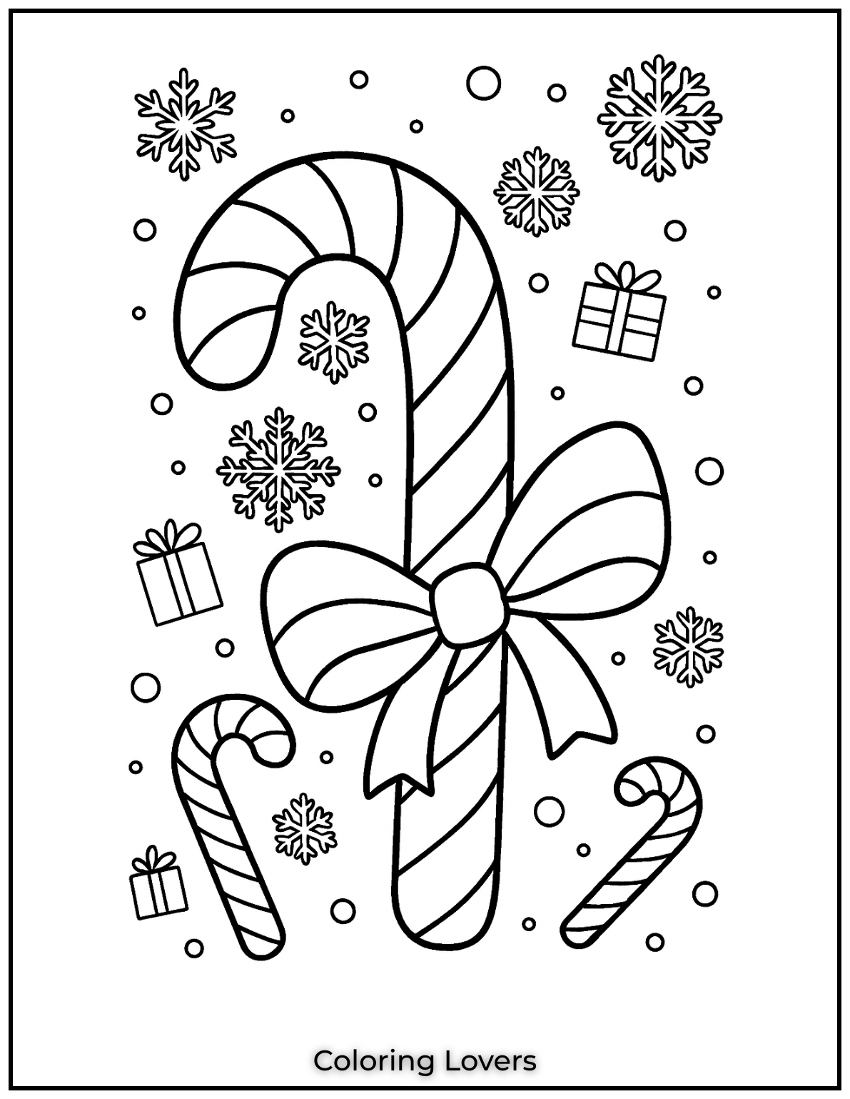 Adorable Candy Coloring Pages Enjoy Free Pages 7 A festive candy cane with snowflakes and little gifts. Its the perfect mix of winter charm and holiday cheer