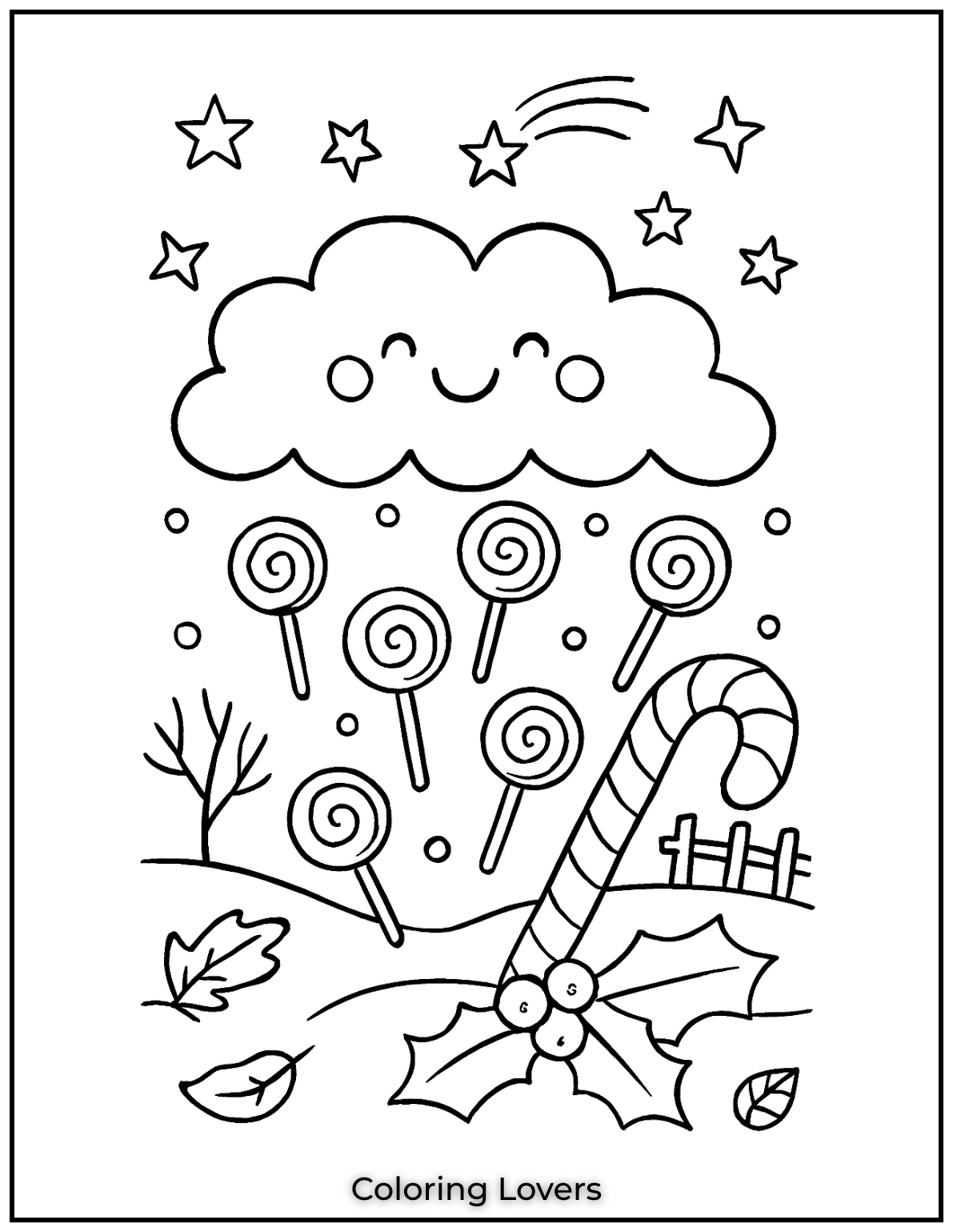 Adorable Candy Coloring Pages Enjoy Free Pages 18 A fluffy cloud brings a sweet surprise with lollipops raining down. This magical scene is full of fun and colors