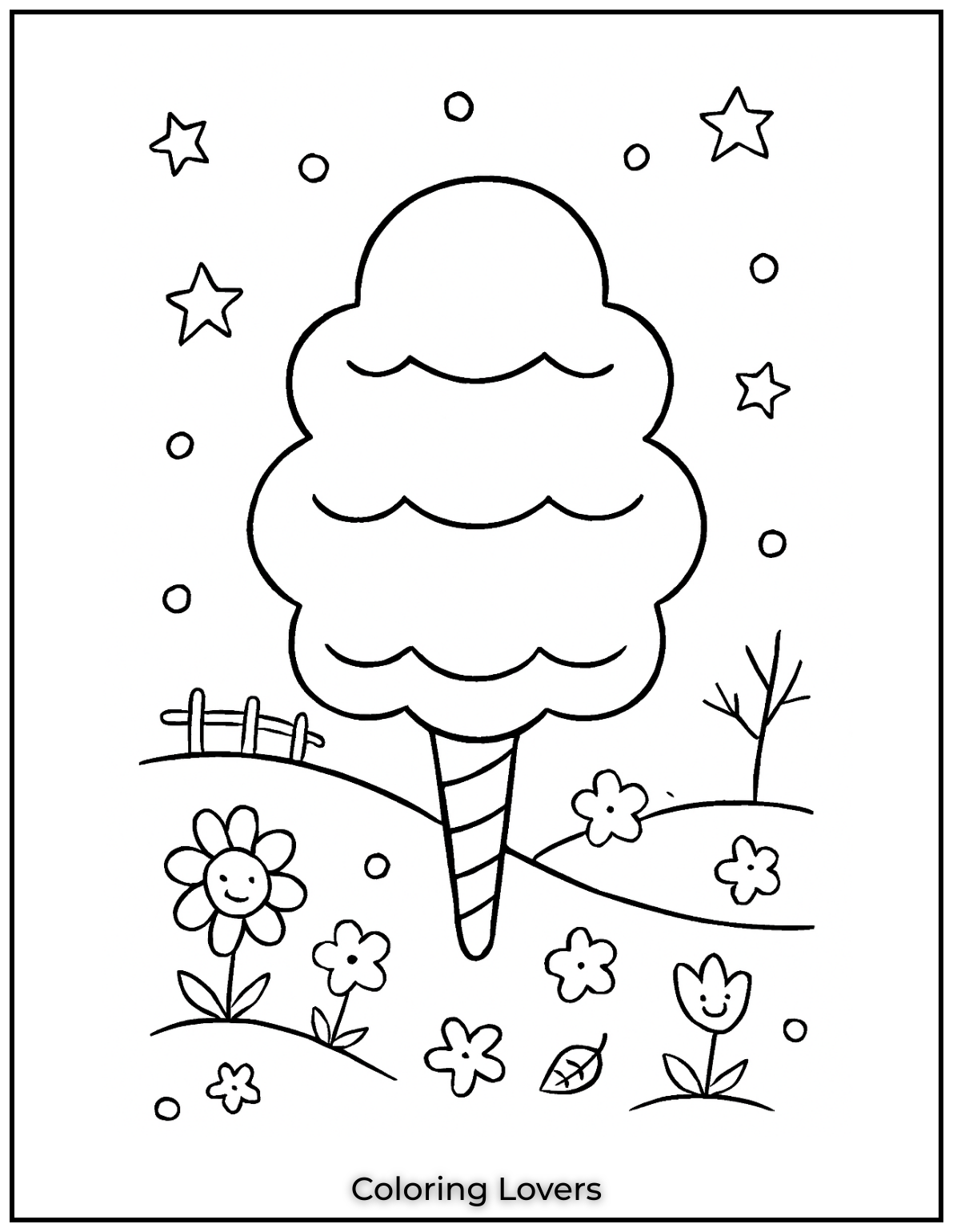 Adorable Candy Coloring Pages Enjoy Free Pages 23 A giant layered cotton candy stands tall in this fun design. This is one of the cutest simple candy coloring pages