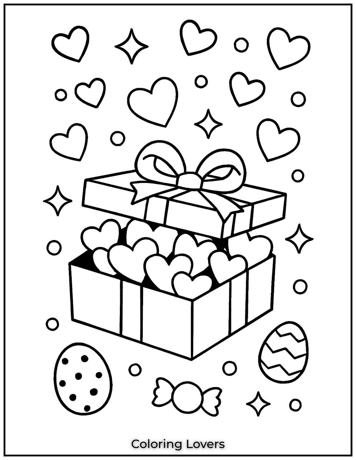 Adorable Candy Coloring Pages Enjoy Free Pages 48 A little box filled with love. These heart shaped candies are waiting to be colored with your sweetest shades