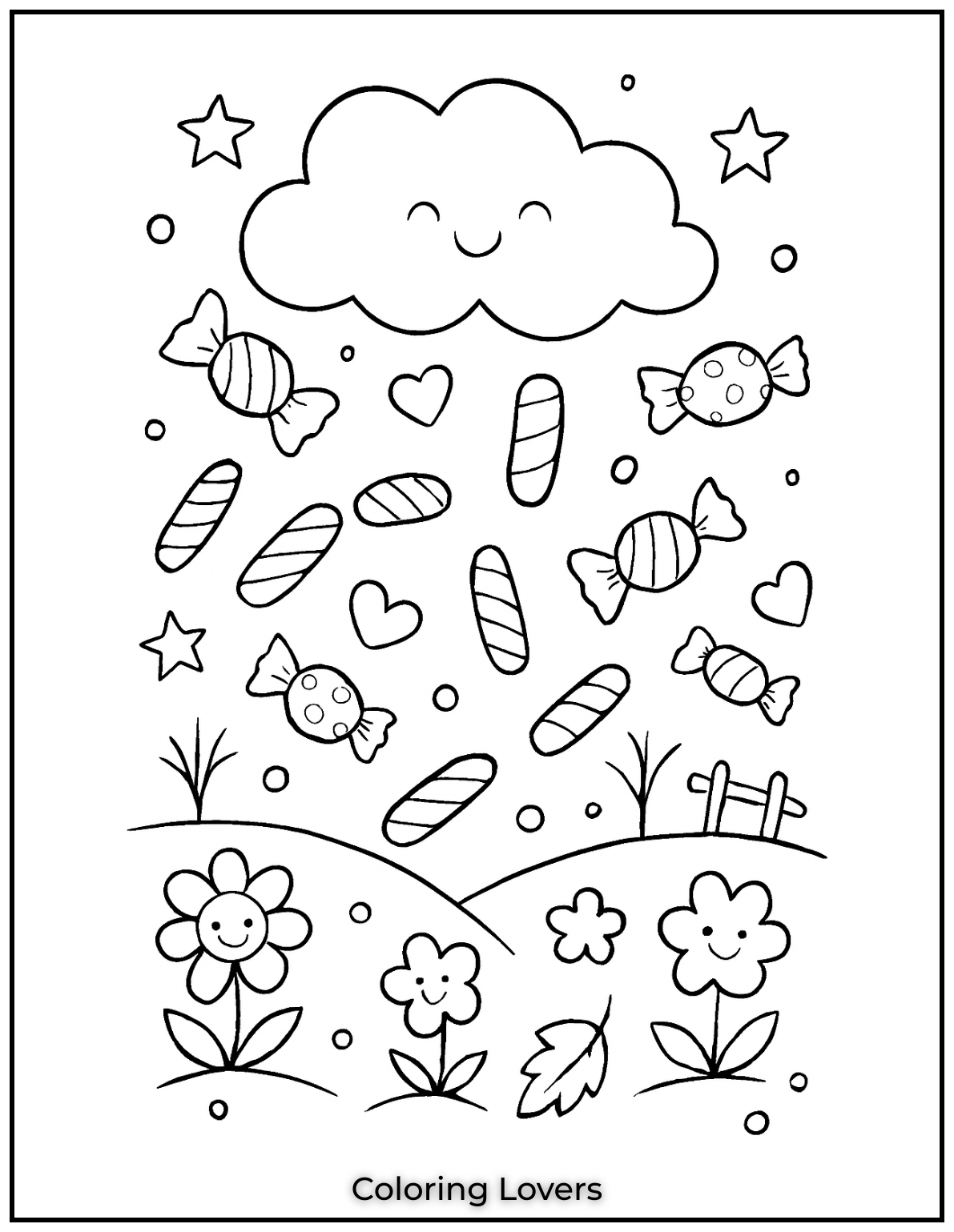Adorable Candy Coloring Pages Enjoy Free Pages 28 A magical candy rain is falling Color it bright and make this sweet storm even more fun