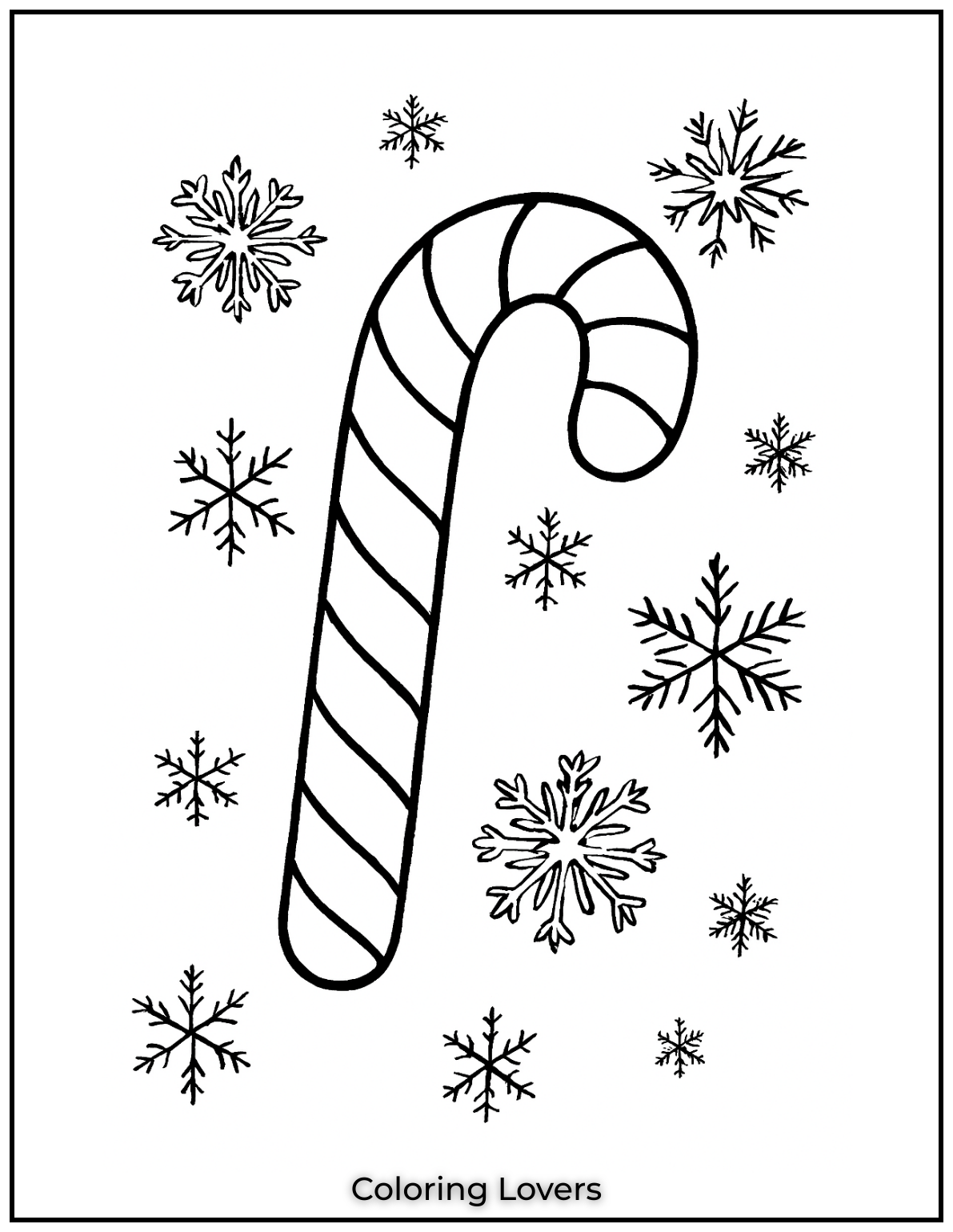 Adorable Candy Coloring Pages Enjoy Free Pages 11 A single candy cane surrounded by delicate snowflakes. This page is filled with the magic of winter