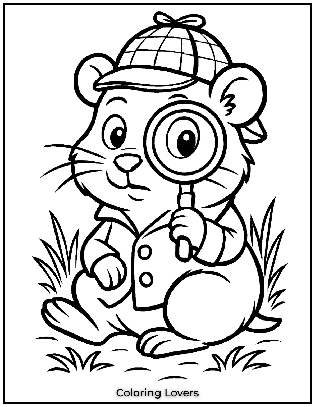 Heres a little detective hamster with his magnifying glass. His inquisitive expression was so much fun to capture in this drawing