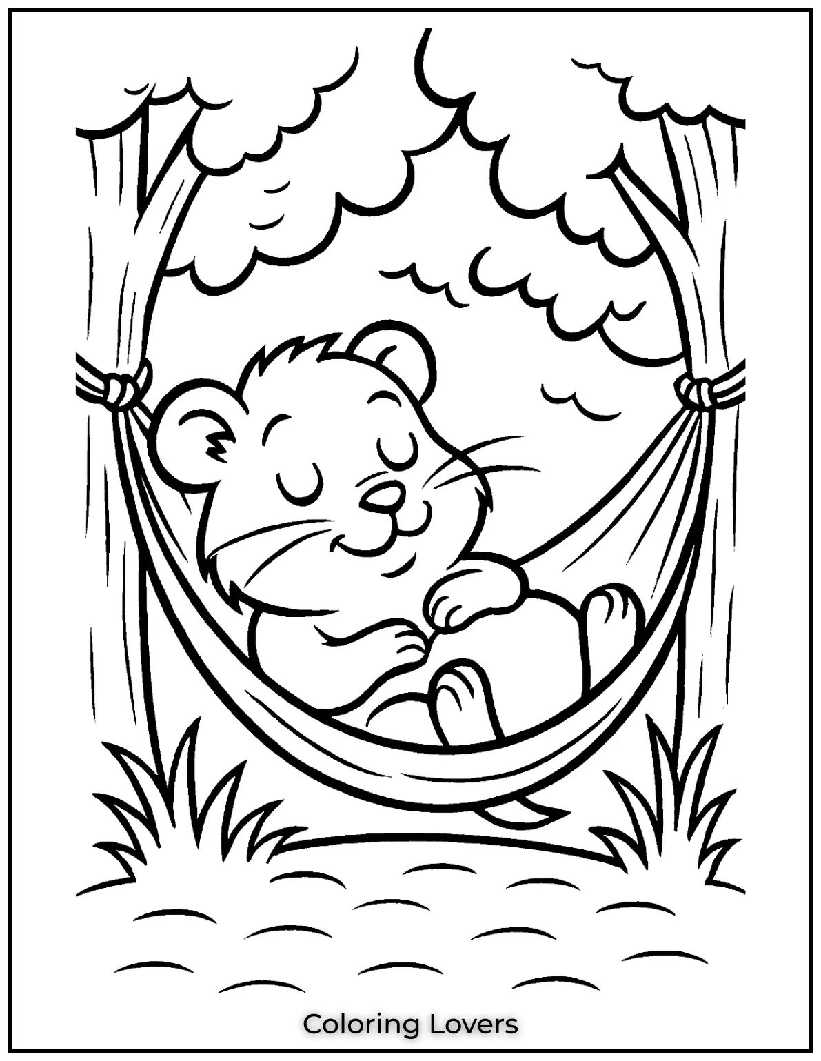 Heres a peaceful hamster swaying in a hammock under the trees