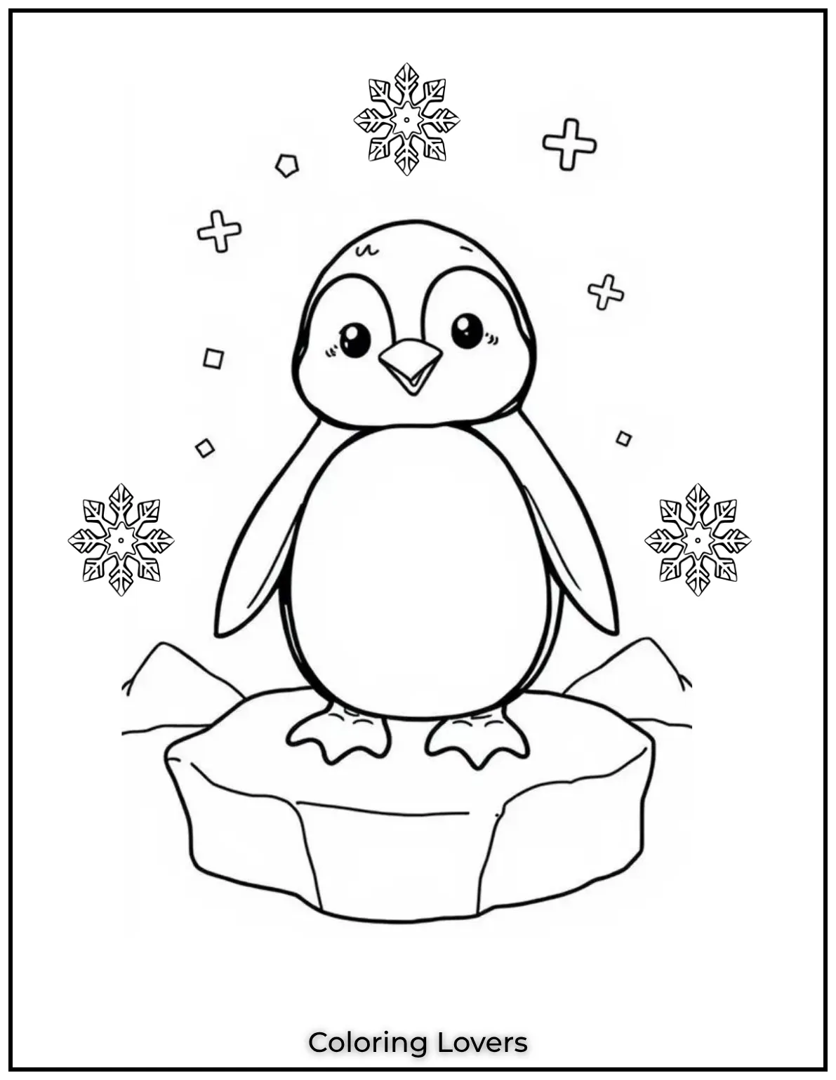 This adorable penguin spreads its wings in an icy sparkling landscape. A fun and chilly scene to bring to life