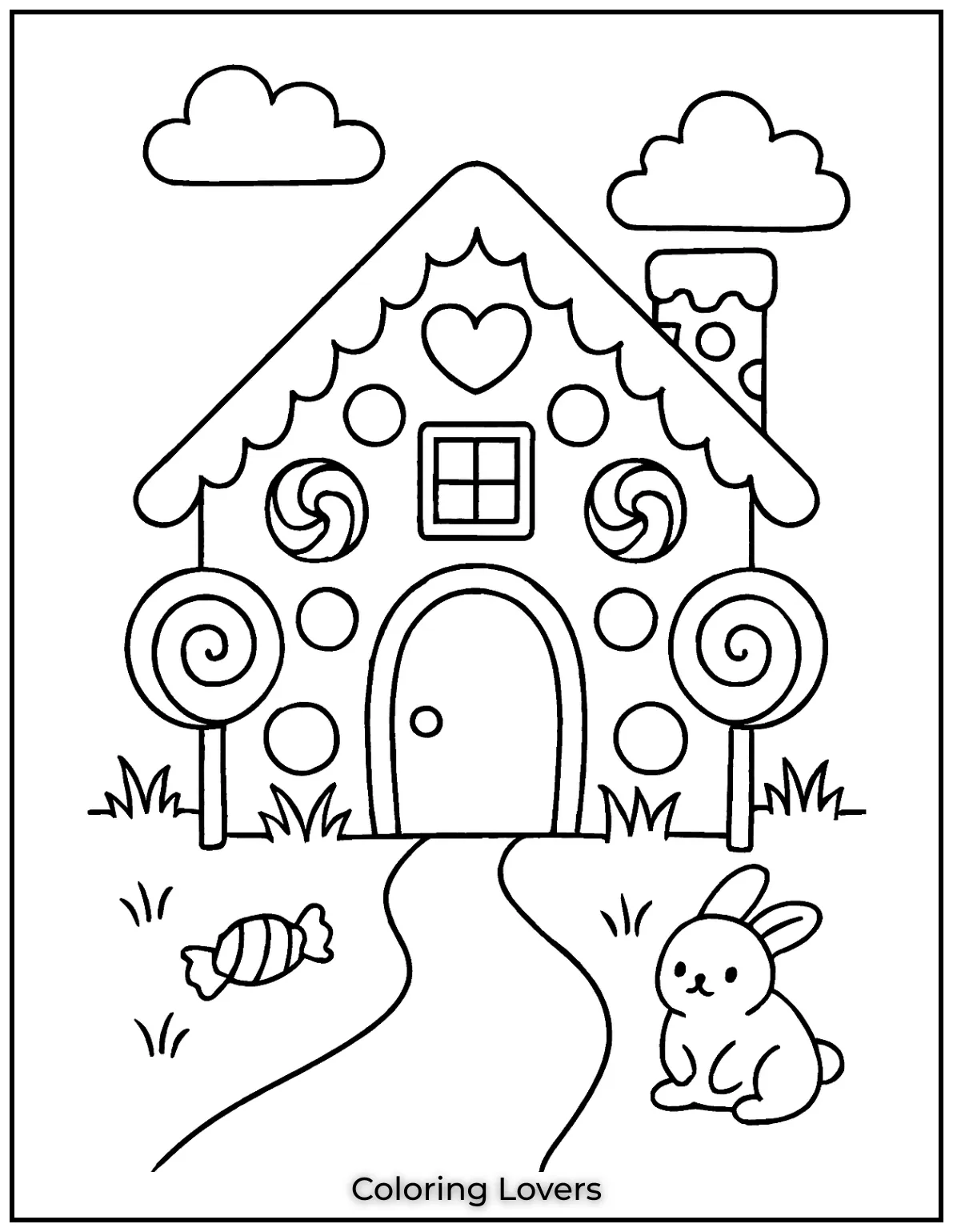 Fun House Coloring Pages – Easy Printable Sheets 13 This cozy candy cottage has swirled lollipops and a sugar coated roof. It looks like a delicious dream