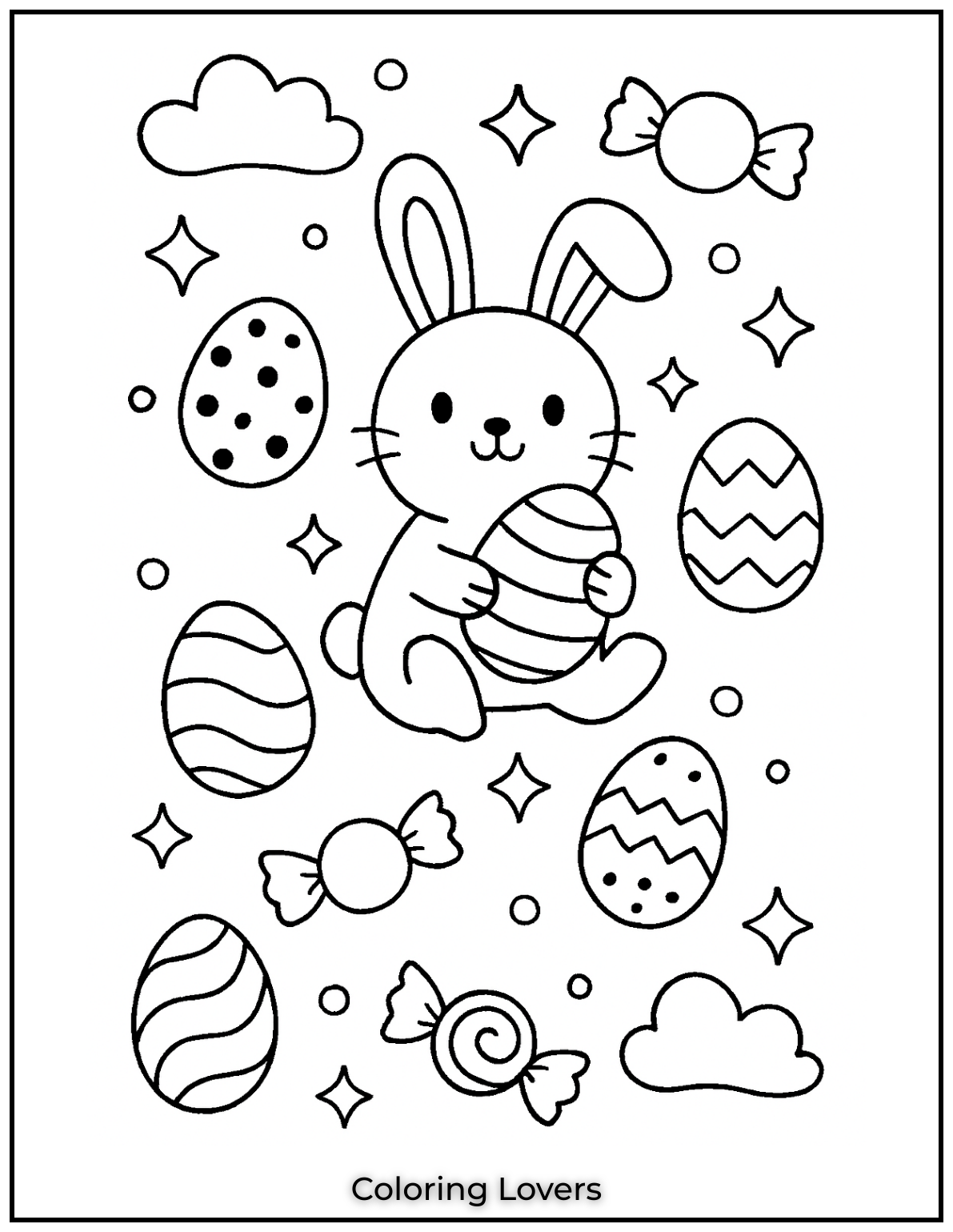 Adorable Candy Coloring Pages Enjoy Free Pages 46 This cute bunny is ready for Easter fun. Free candy coloring pages bring extra joy to this sweet celebration