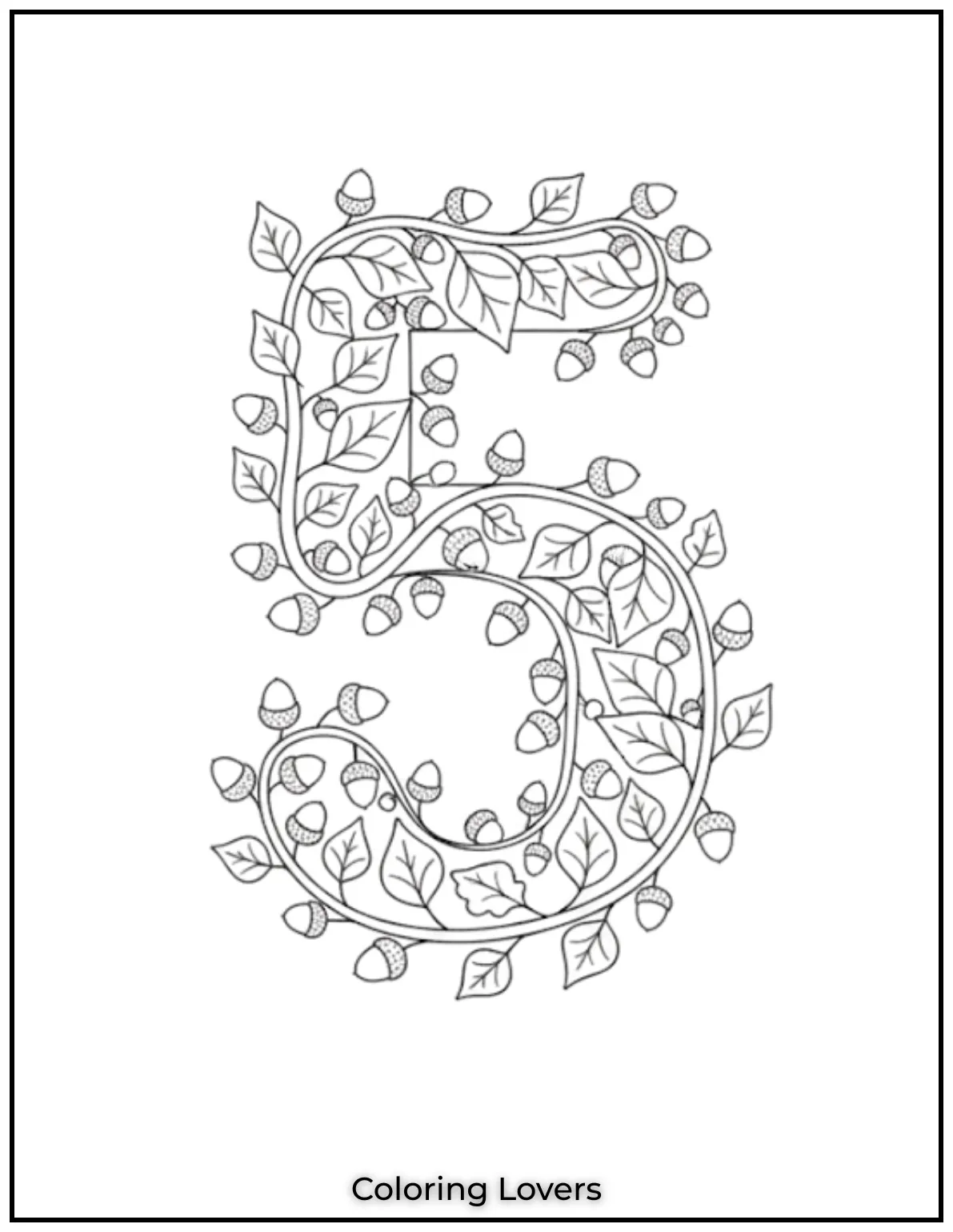 This fun number 5 is blooming with playful leaves just asking for some bold bright colors