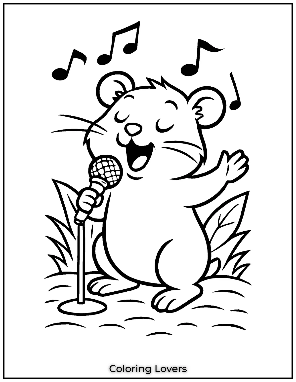 This hamster is ready to take the stage and sing his heart out. I loved imagining him as a tiny superstar when I drew this page