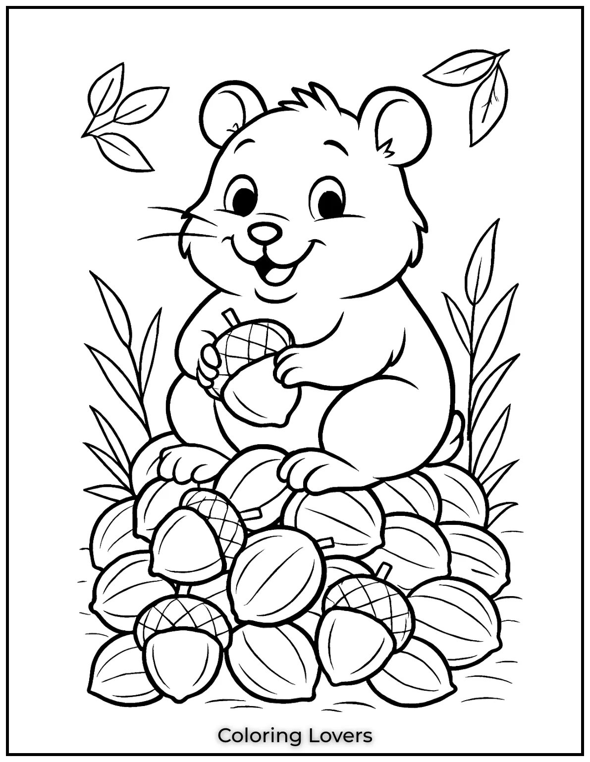 This hamster is sitting proudly on his pile of nuts. It was so much fun imagining him collecting them one by one for this cute scene