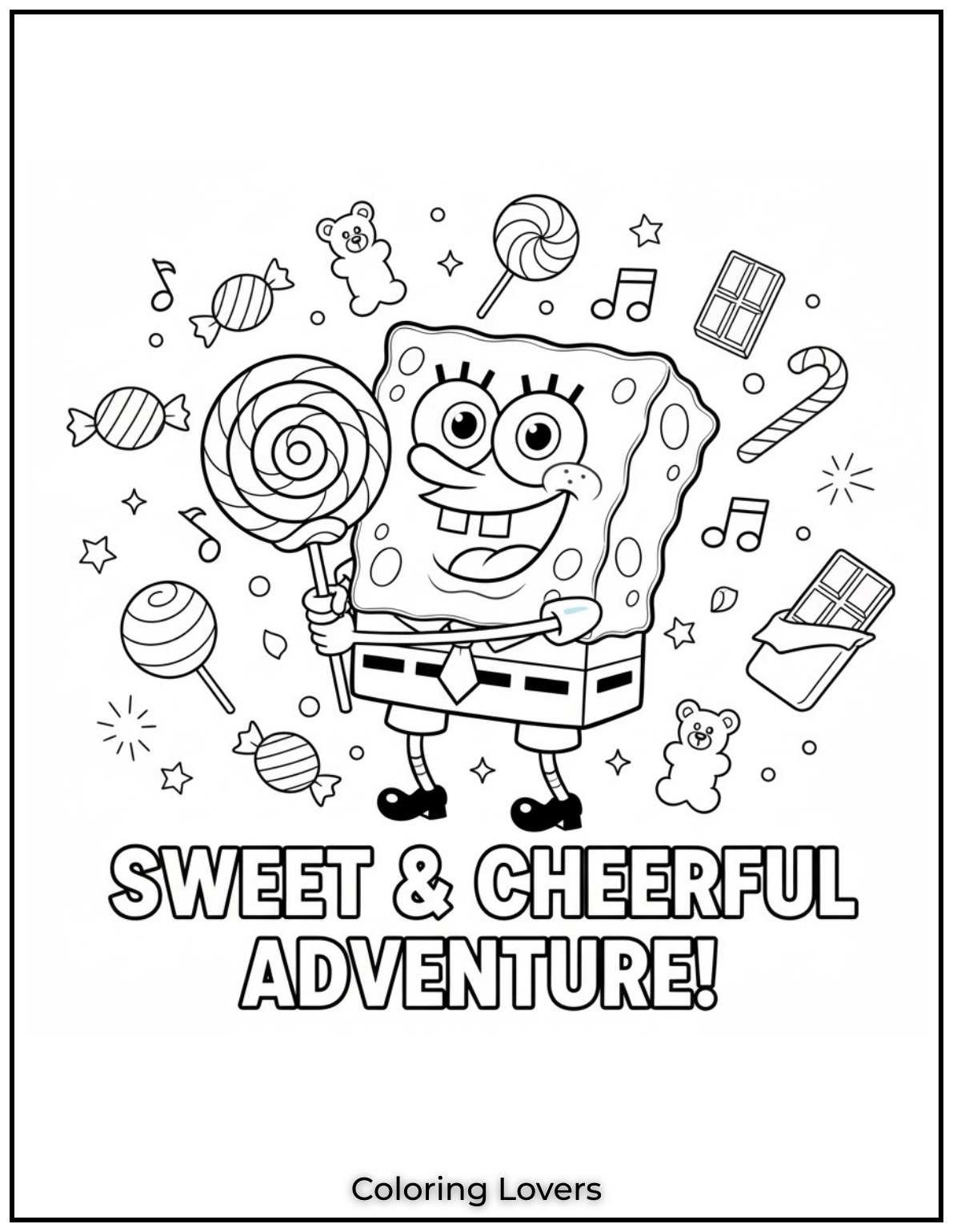 Adorable Candy Coloring Pages Enjoy Free Pages 32 This joyful Spongebob loves lollipops Make his world even brighter with bold and cheerful colors