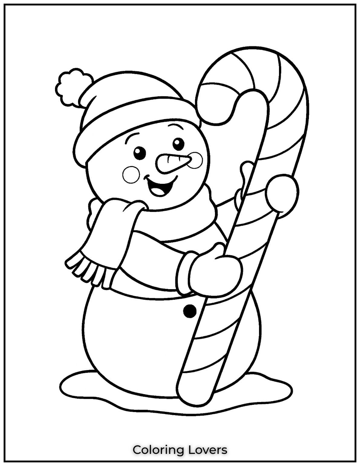 Adorable Candy Coloring Pages Enjoy Free Pages 38 This snowman is ready for winter fun with his candy cane. Give him bright colors to spread holiday cheer