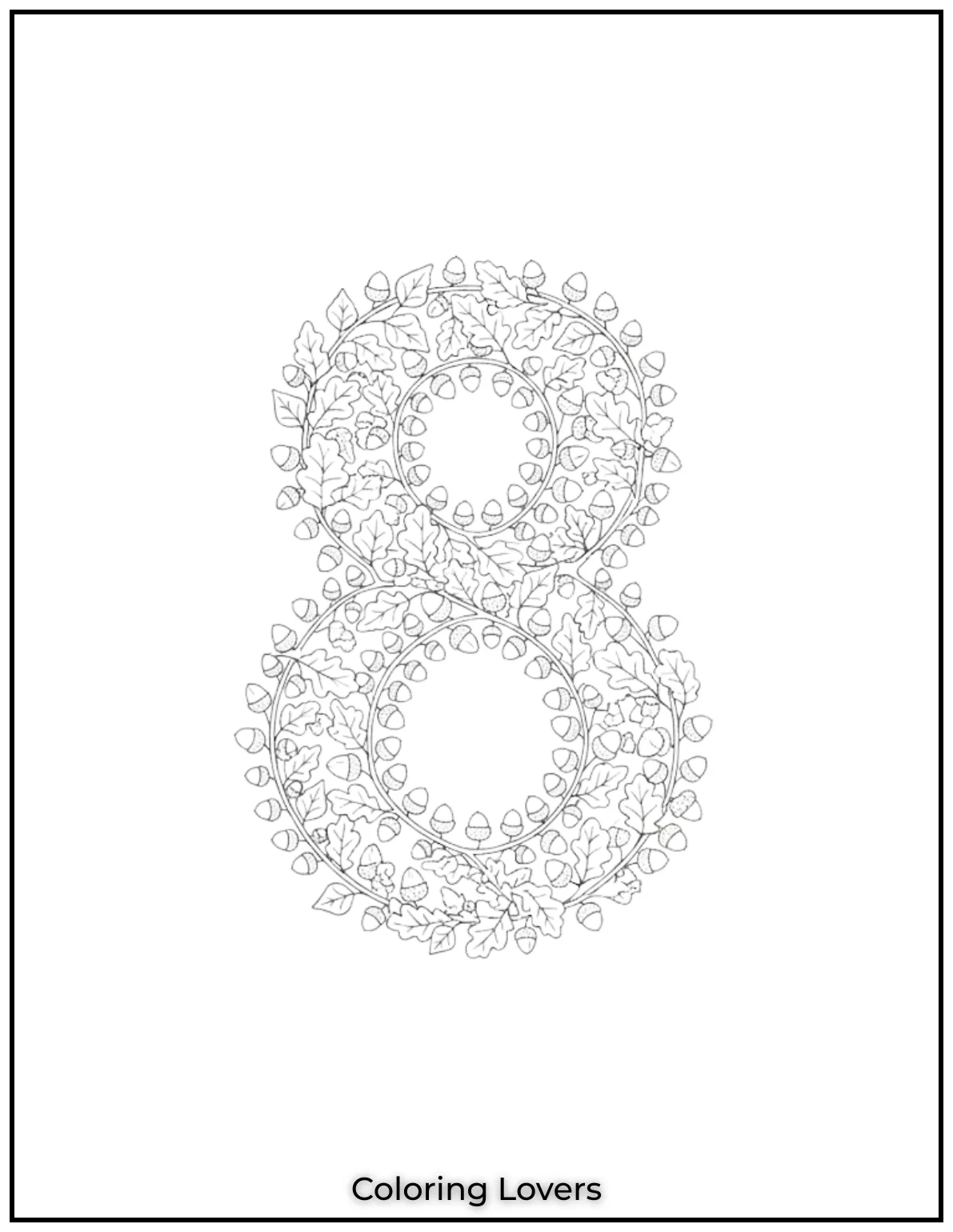 Twisting vines hug this number 8 so sweetly like two leafy loops ready for a splash of color