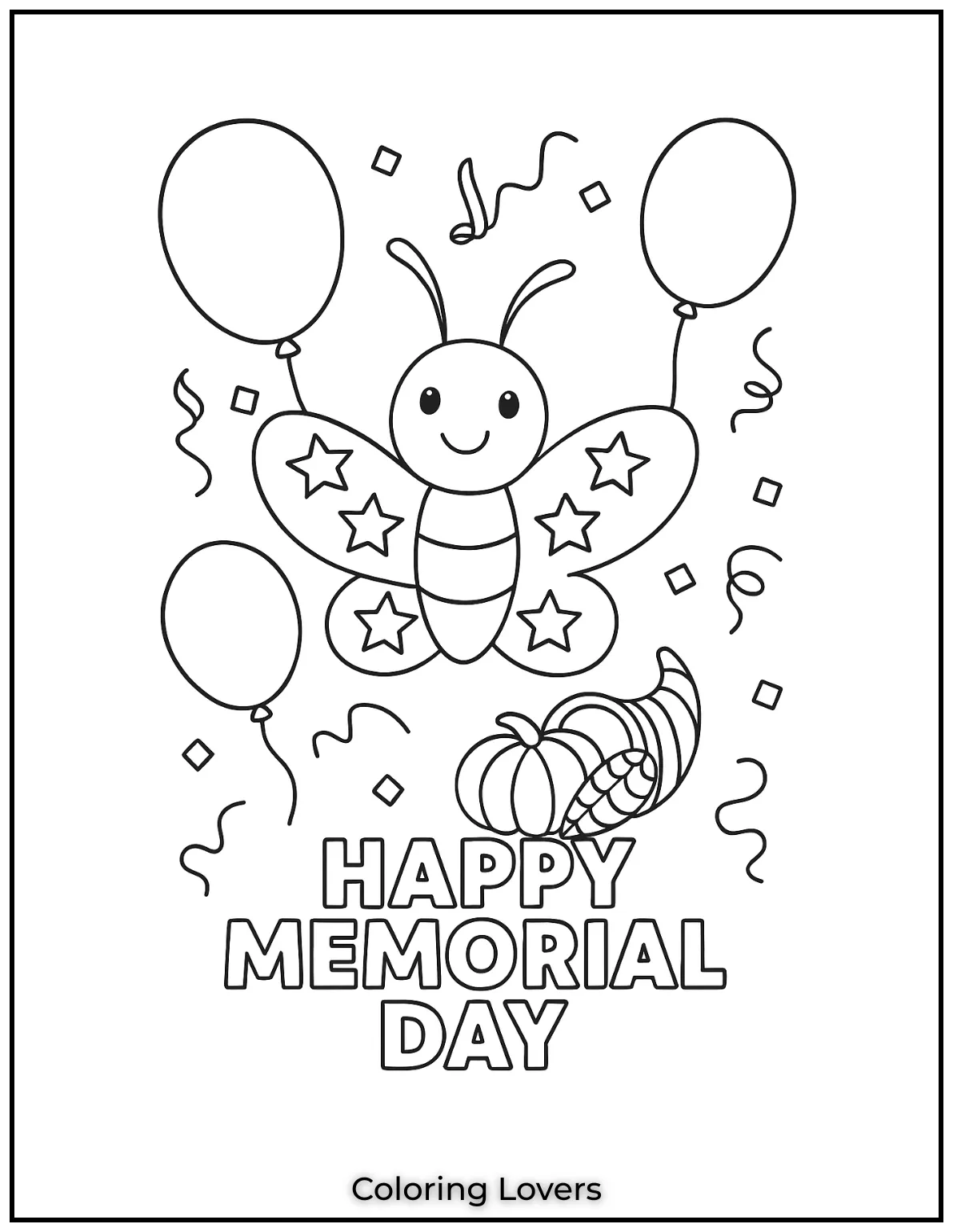 Two kids stand side by side holding a flag and flowers. One of our meaningful Memorial Day coloring pages for kids says Together We Serve Together We Remember