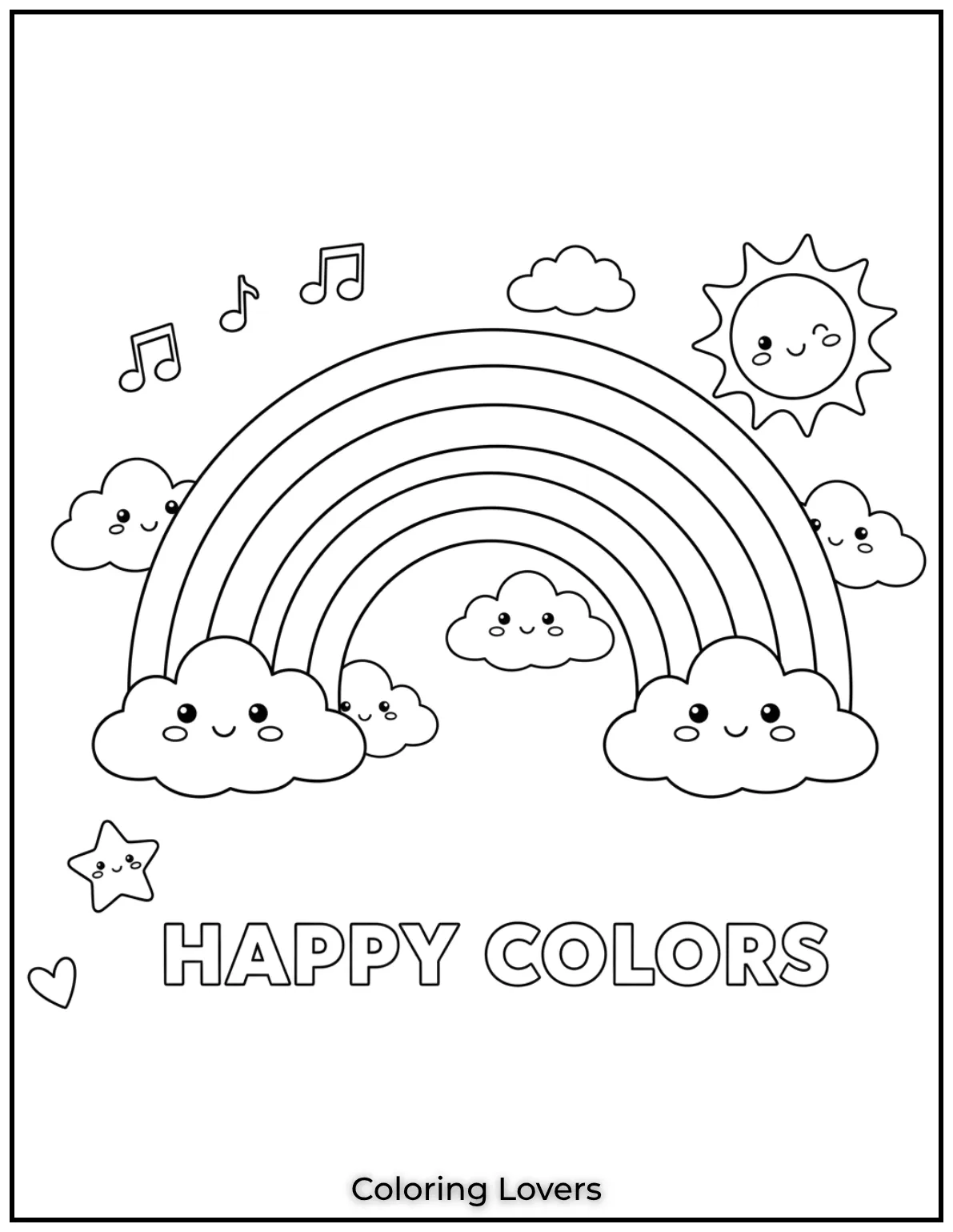 A beautiful rainbow waiting for bright and happy colors. A lovely choice to spark creativity in little artists