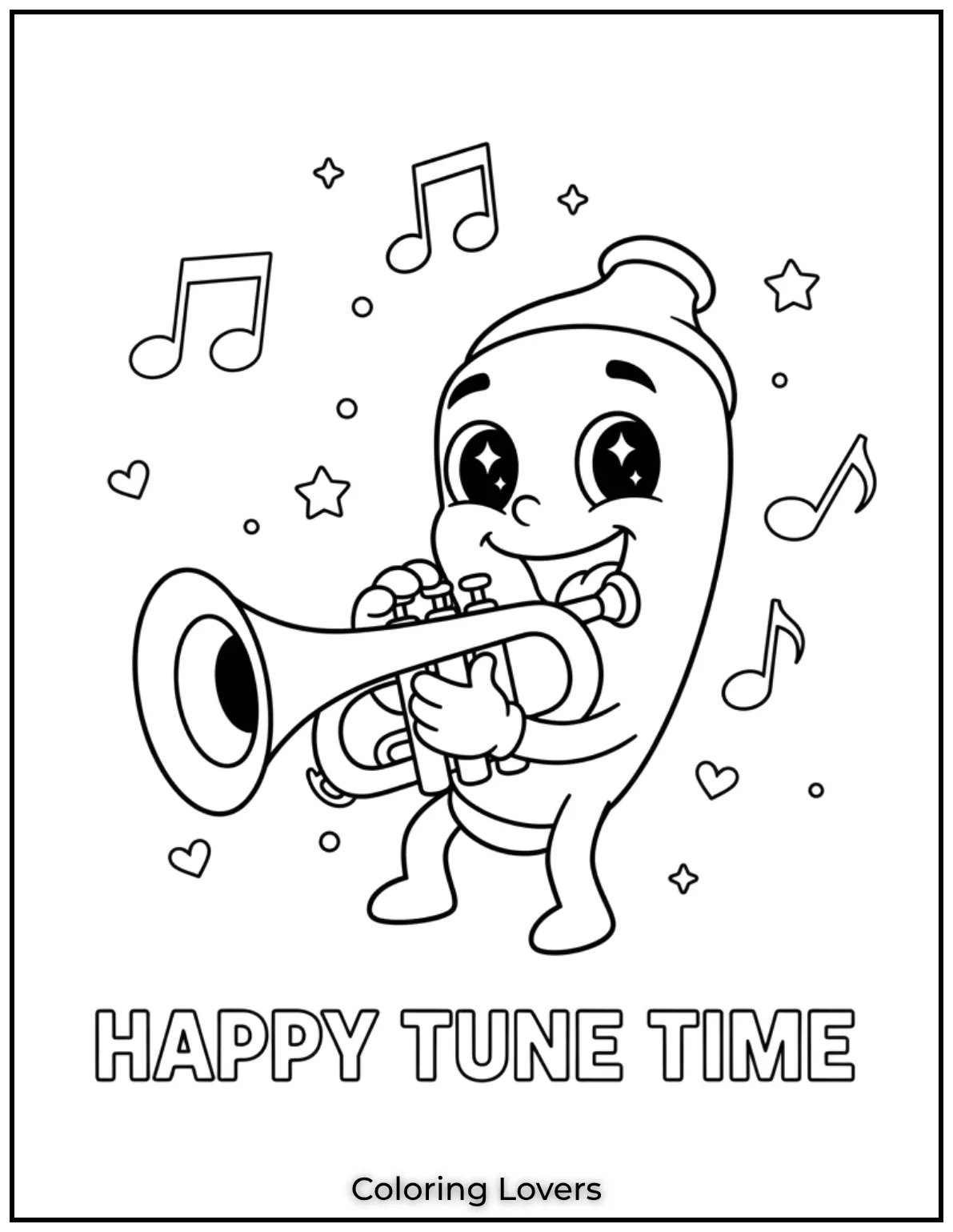 A bold and shiny trumpet ready to play a happy tune. Kids can explore music while adding their favorite colors