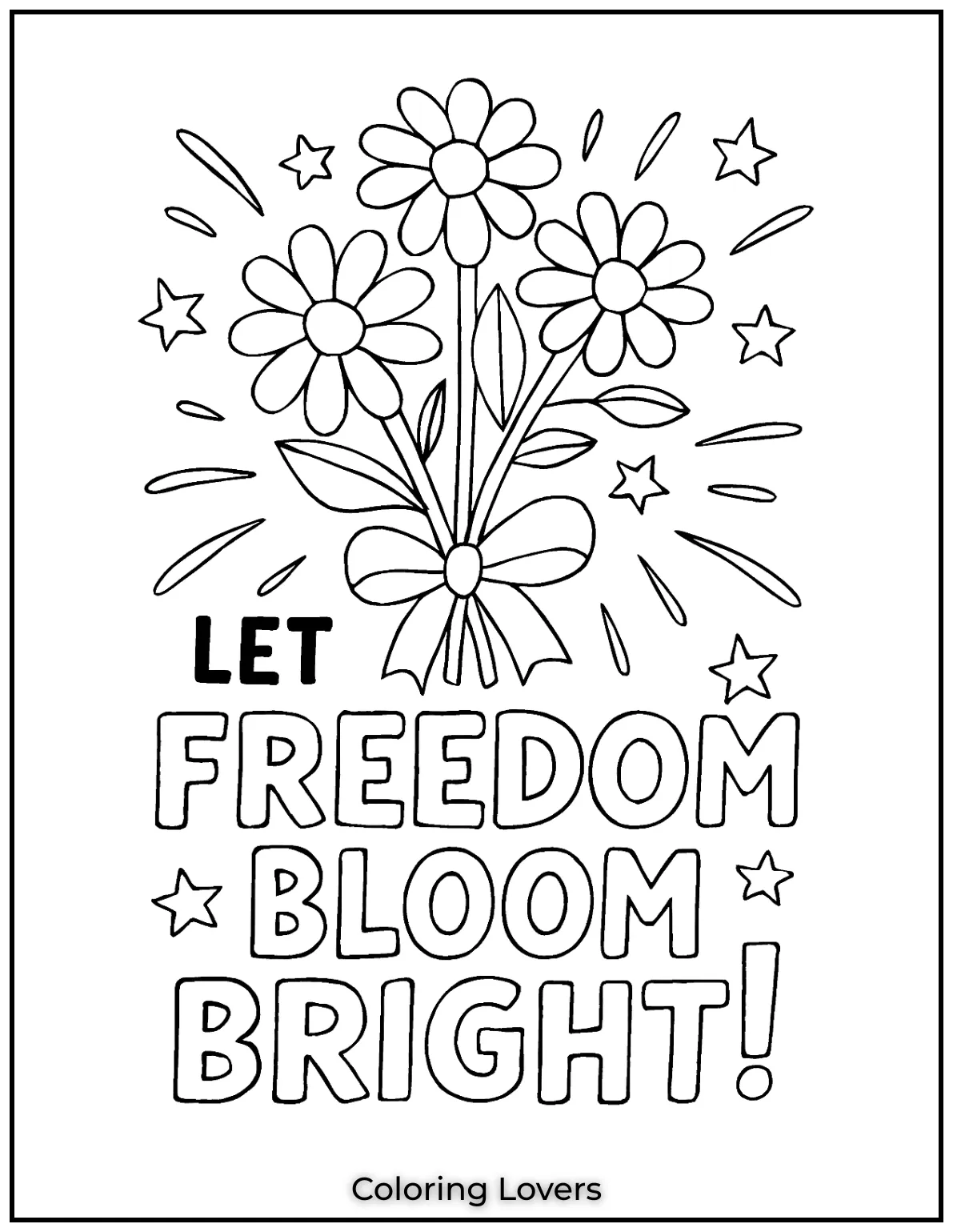 A bouquet of flowers bursts like fireworks with the message Let Freedom Bloom Bright Simply charming
