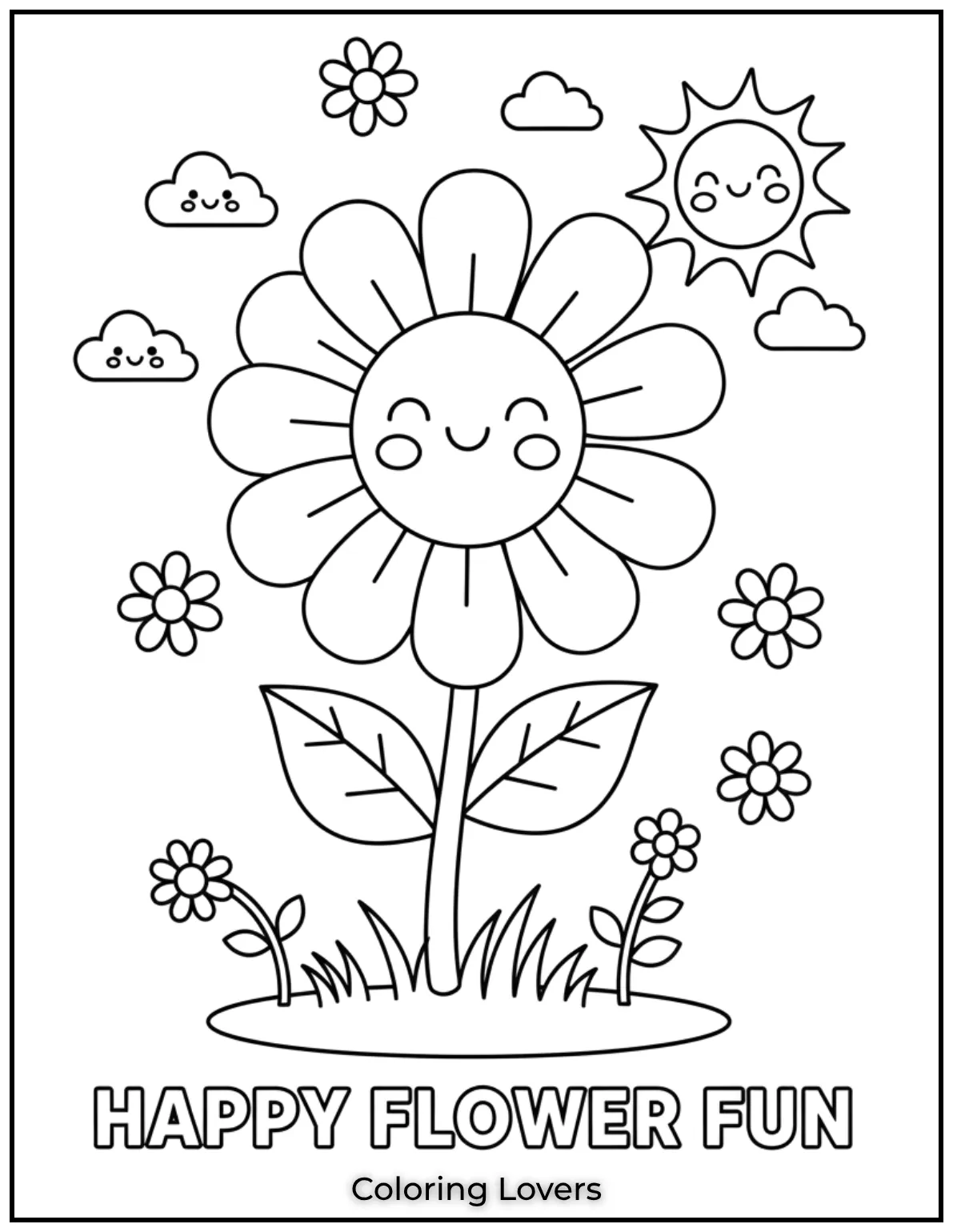 A bright and cheerful flower standing tall. Kids can have fun using all their favorite colors to bring it to life