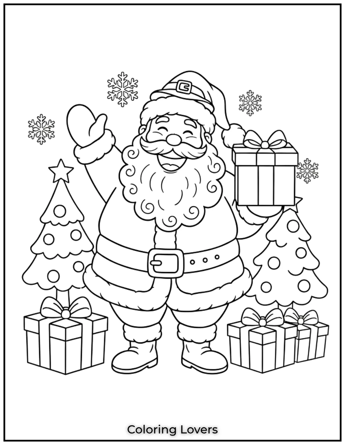 A cheerful Santa laughing with joy capturing the spirit of Christmas. A simple
