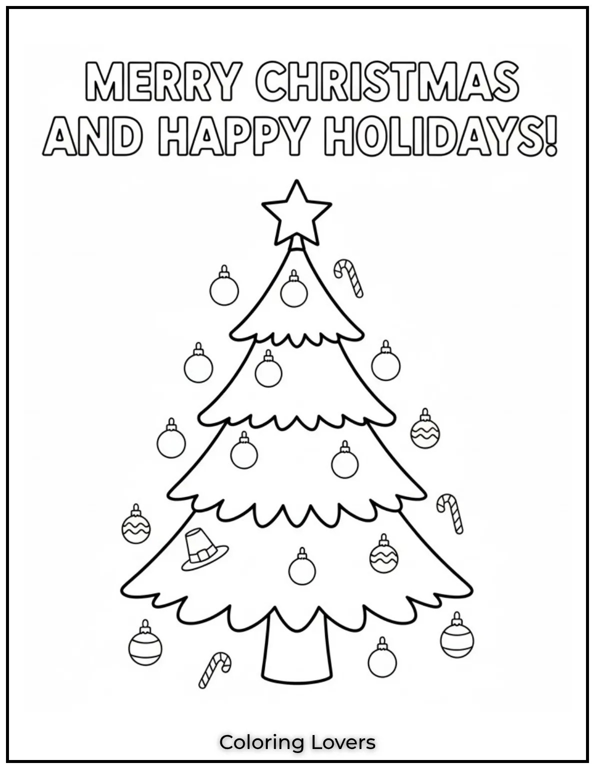 Free Printable Christmas Tree Coloring Pages 4 A classic Christmas tree ready to be decorated with your favorite colors