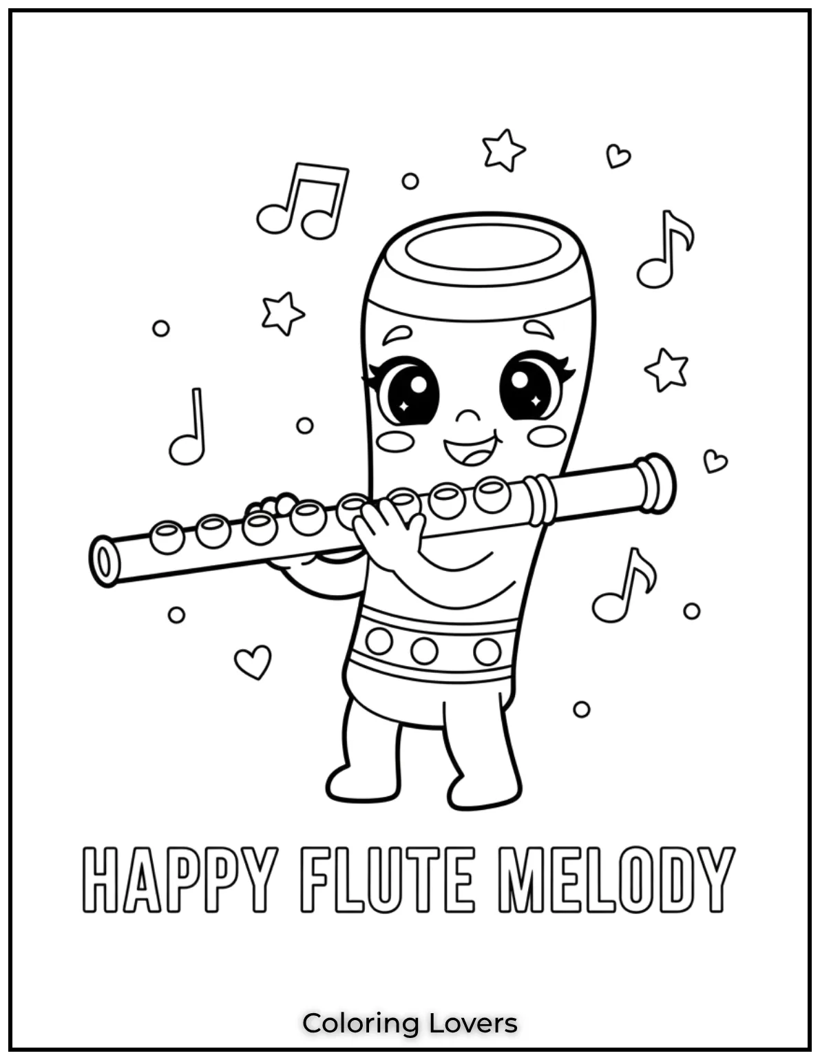 A delicate flute with shiny keys ready to play a beautiful tune. Preschoolers will love adding their favorite colors
