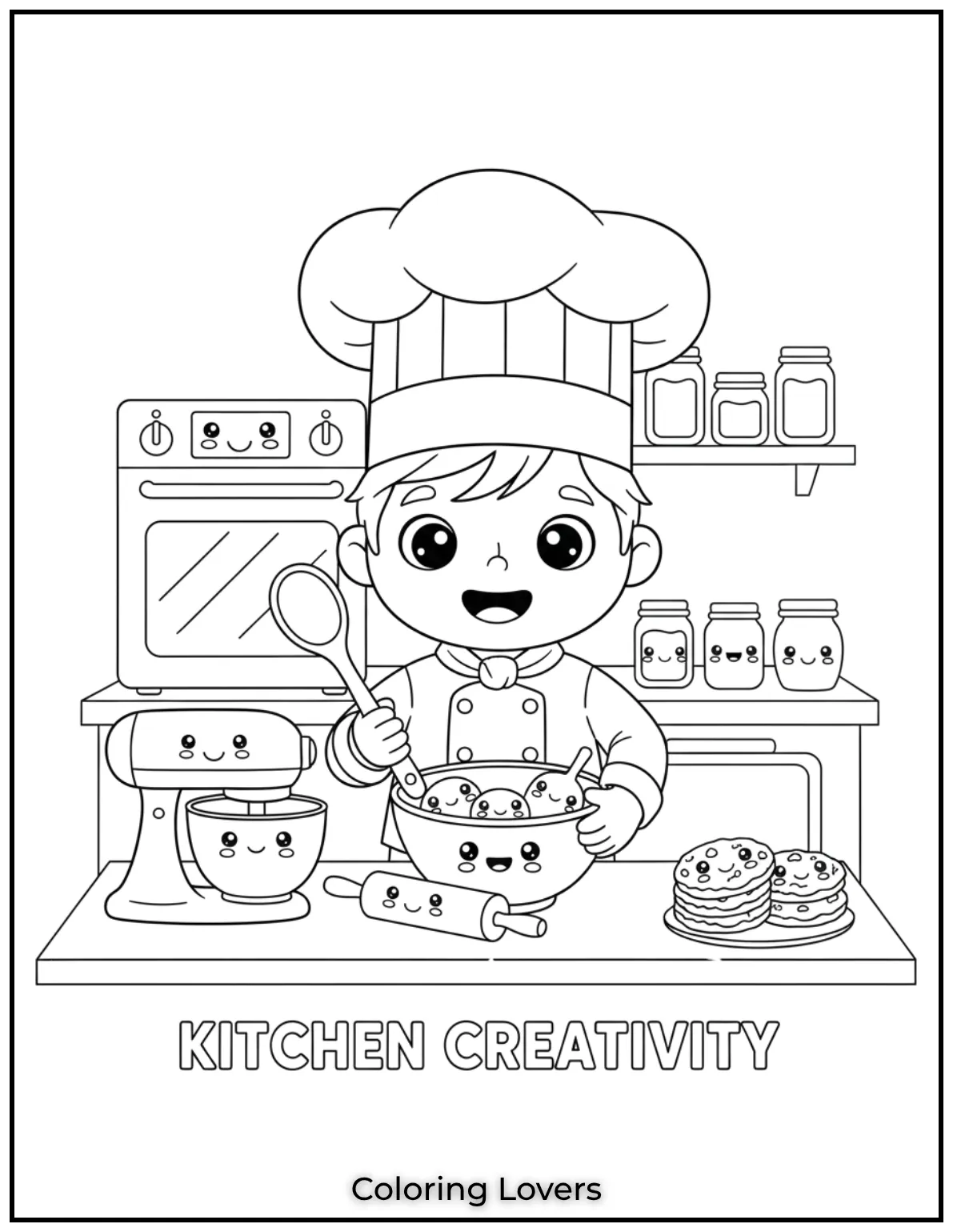 A friendly little chef with a big smile ready to cook up something delicious A fun way to explore kitchen creativity
