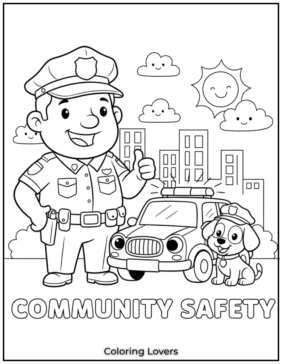 A friendly police officer making sure everyone stays safe. A wonderful way to teach kids about community helpers
