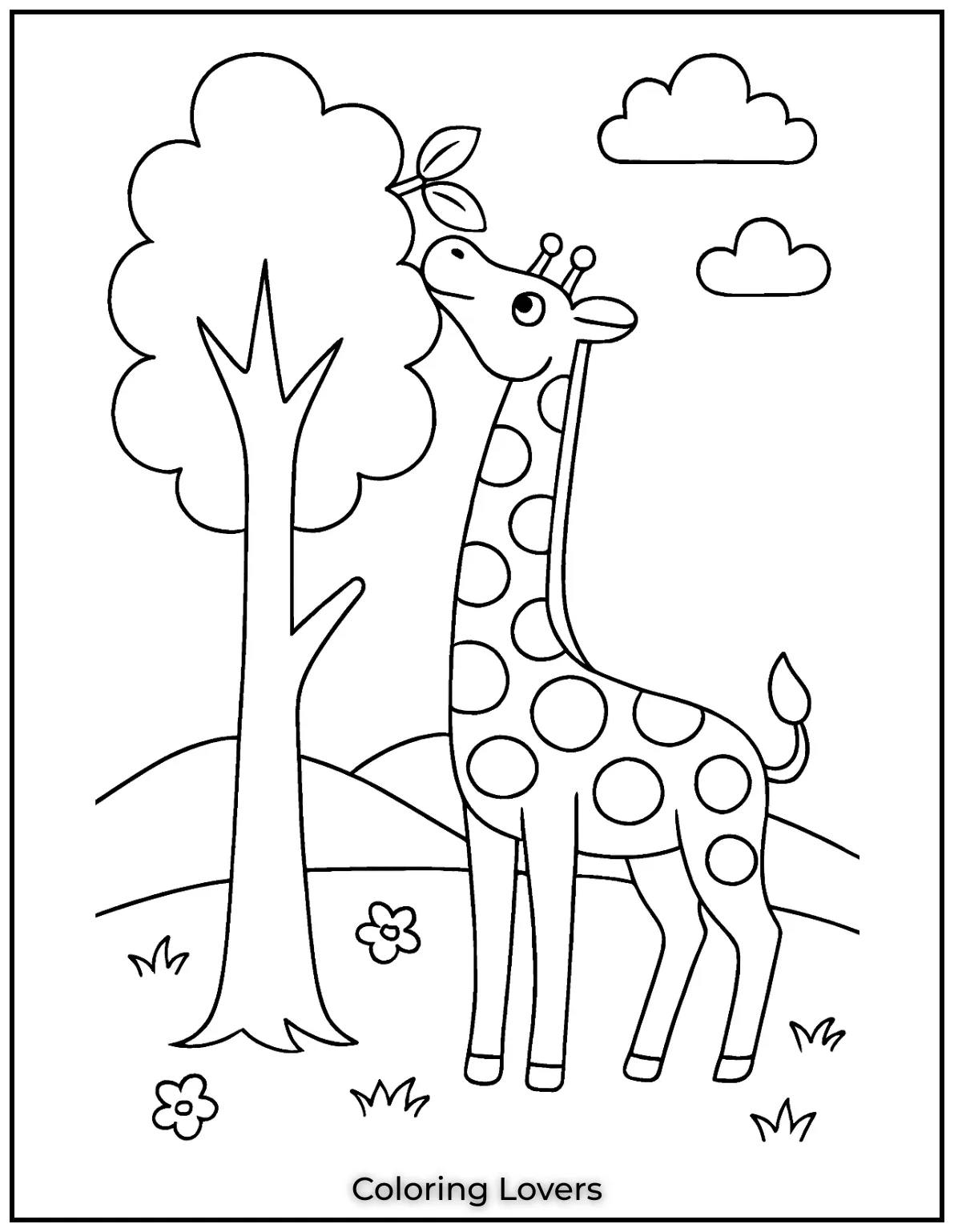 Amazing Giraffe Coloring Pages (Free Printables) 19 A giraffe stretches to reach the tastiest leaves at the top of the tree