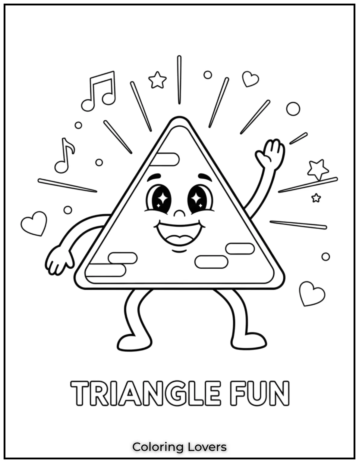 A happy little triangle perfect for early learners. This shape fits right into a coloring book for preschool fun