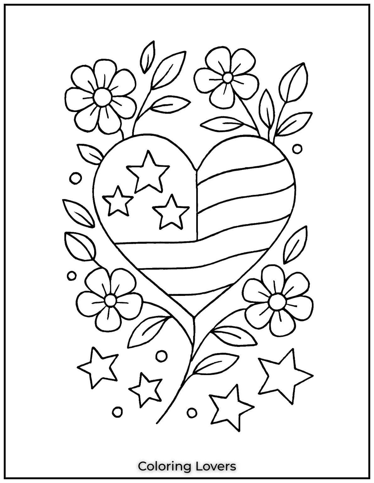 A heart shaped flag blooms with flowers to celebrate freedom in full color. This design makes Happy 4th of July extra lovely