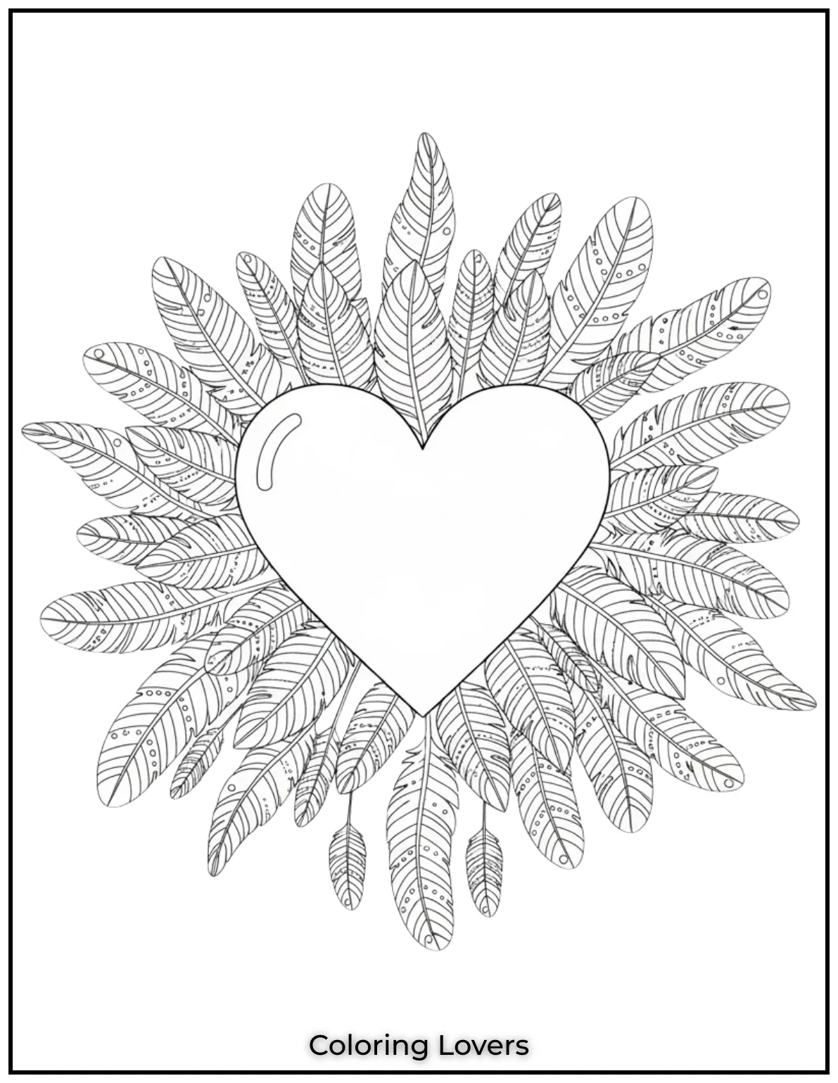 A heart surrounded by feathers feels so peaceful. You can almost feel the softness as you color