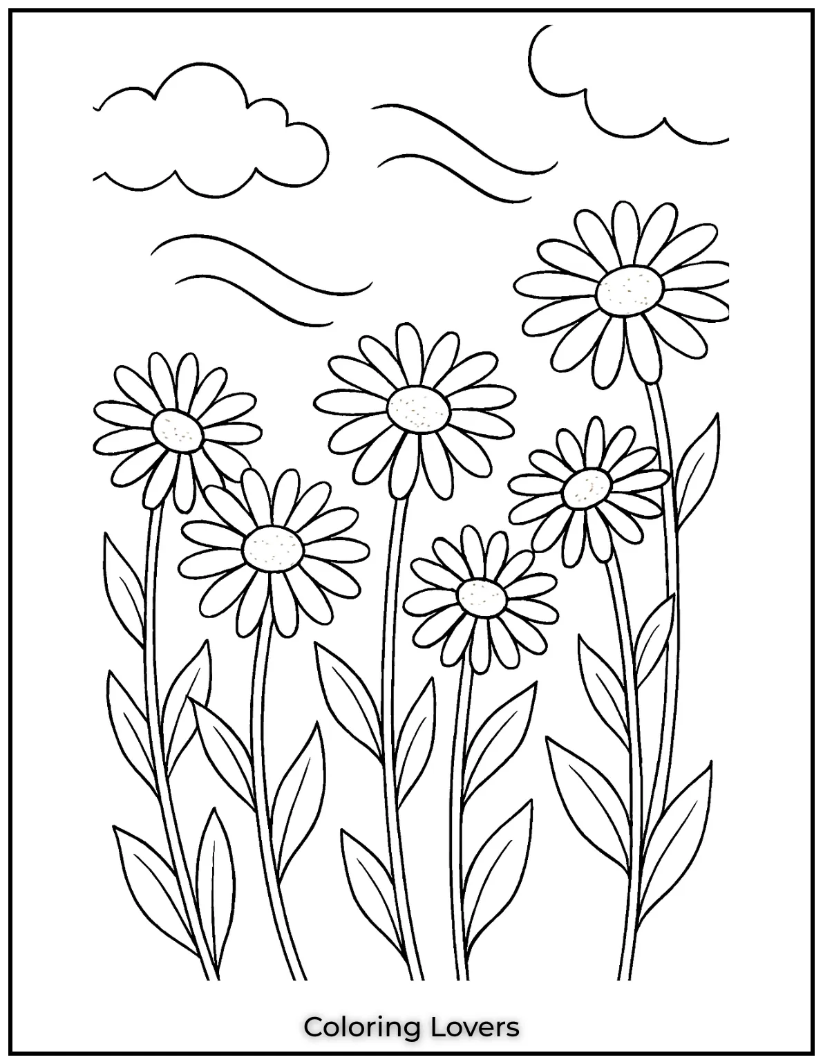 A peaceful field of tall daisies reaching for the sky. I wanted this scene to feel like a warm summer day with flowers swaying gently in the breeze