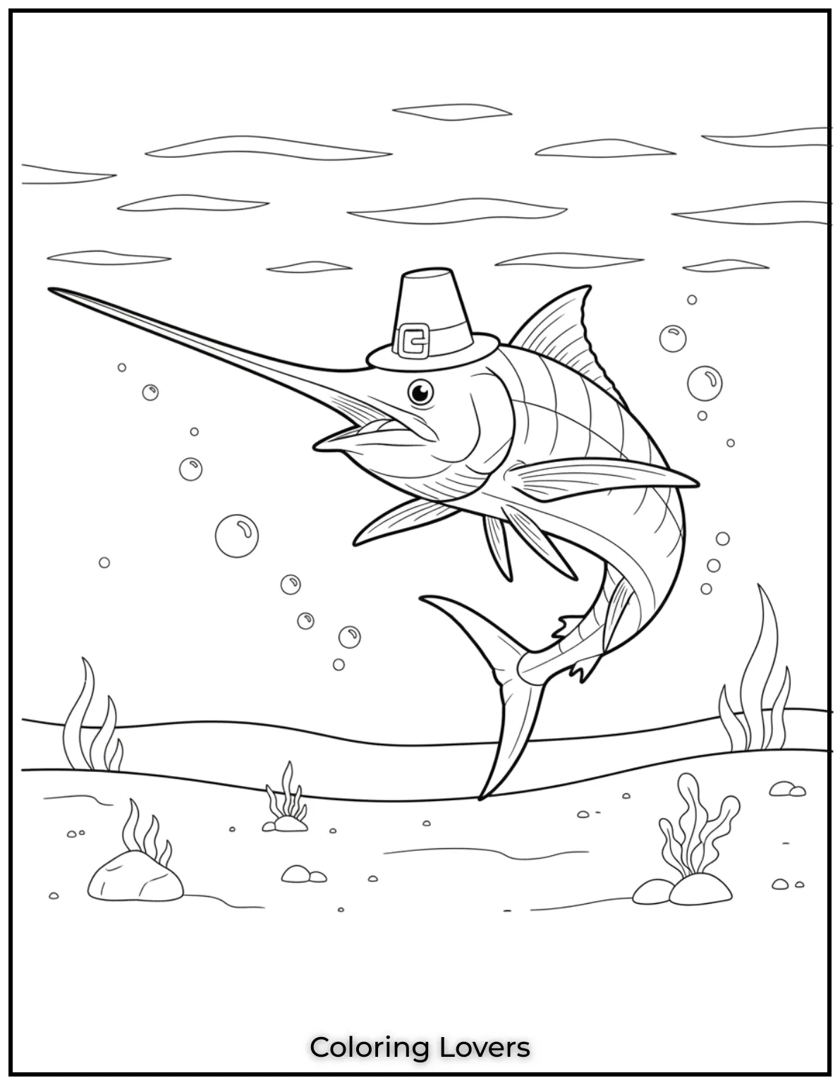 Fish Coloring Pages That Are Free to Downloads 20 A saltwater swordfish charges through wide open sea. That long bill is built for slicing the current
