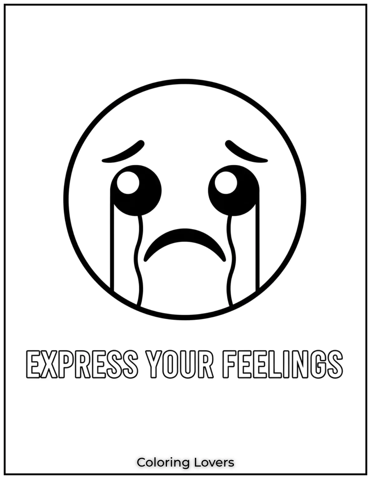 A teary eyed emoji showing sadness and emotions This helps preschoolers express feelings while having fun coloring