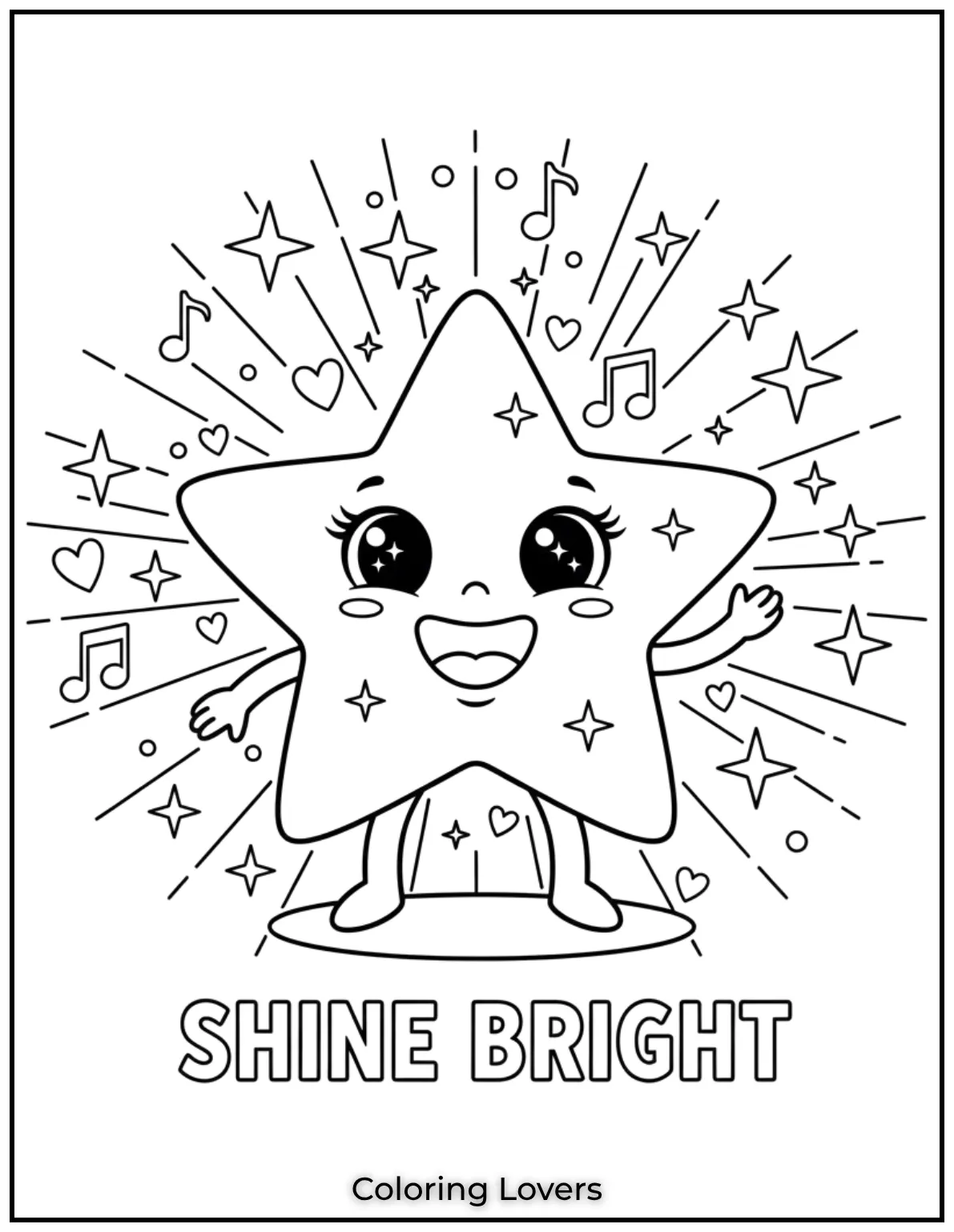 A twinkling star with a bright smile Kids will love making it shine with their favorite colors