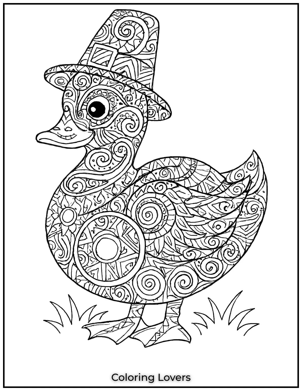 Duck Coloring Pages That Kids Like the Most 39 An abstract duck with intricate lines perfect for adults seeking a detailed coloring