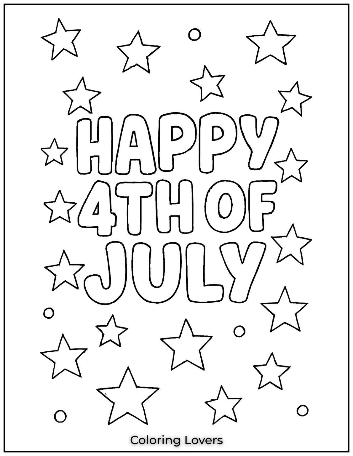 Bold stars and playful letters make this Happy 4th of July stand out