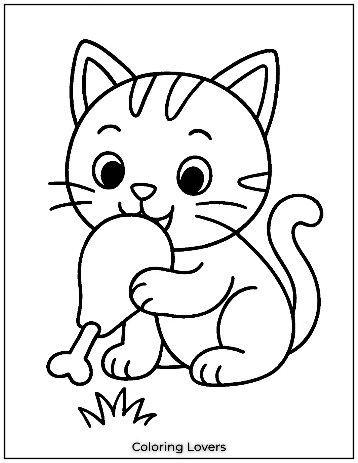 Fun and Free Cat Coloring Pages for Kids and Adults 59 Cat Eating Chicken