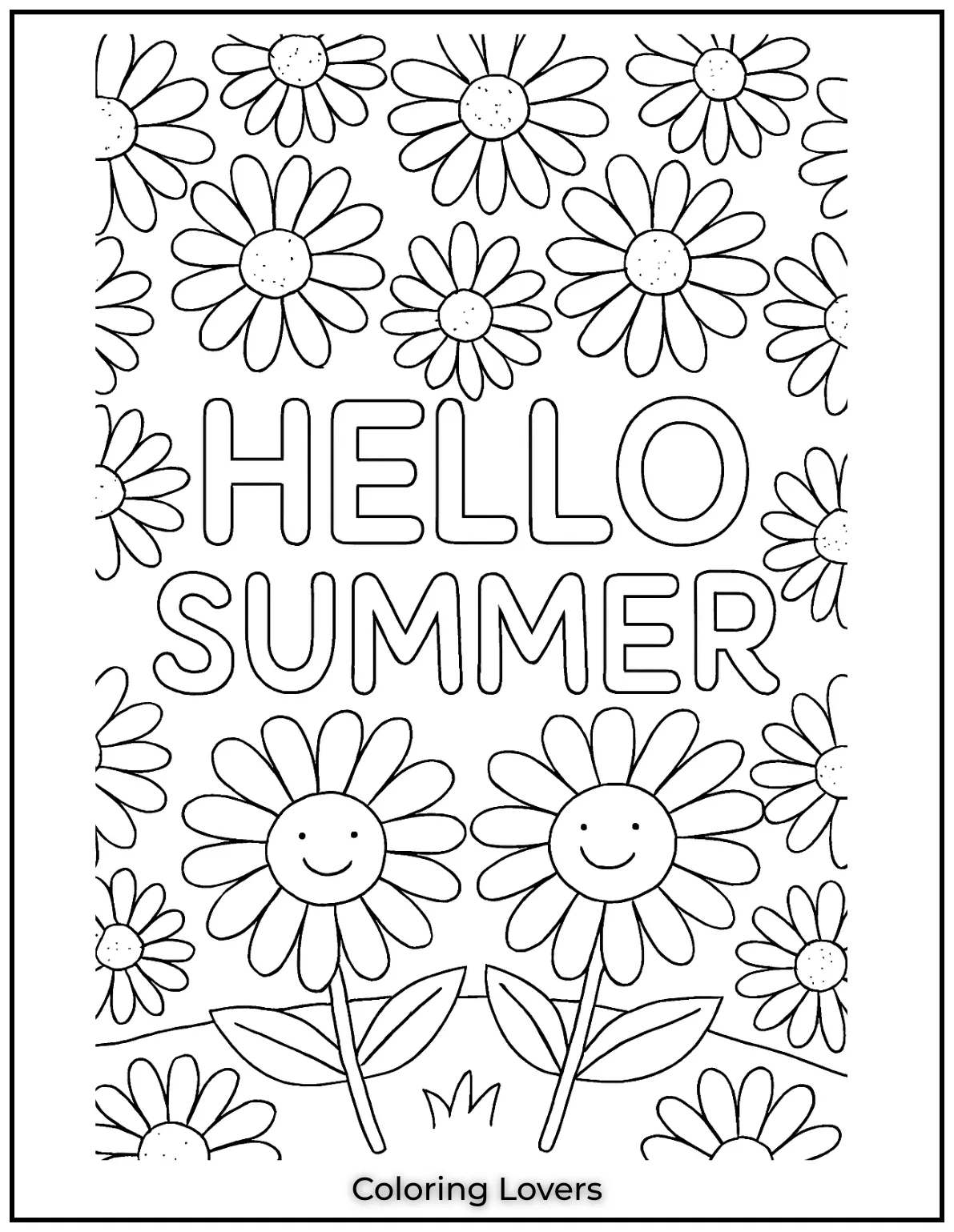 Daisies fill the background in this bold Hello Summer design. A great way to welcome sunny days with joy