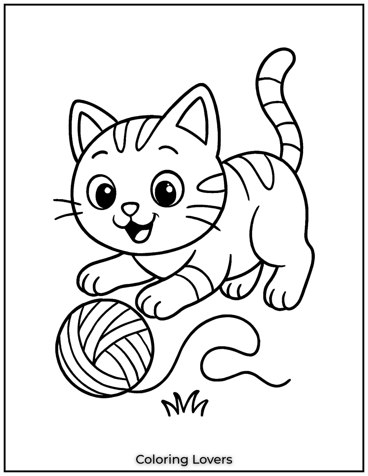 Kitten Coloring Pages – Free, Fun for Kids 6 Happy kitten playing with a ball of yarn