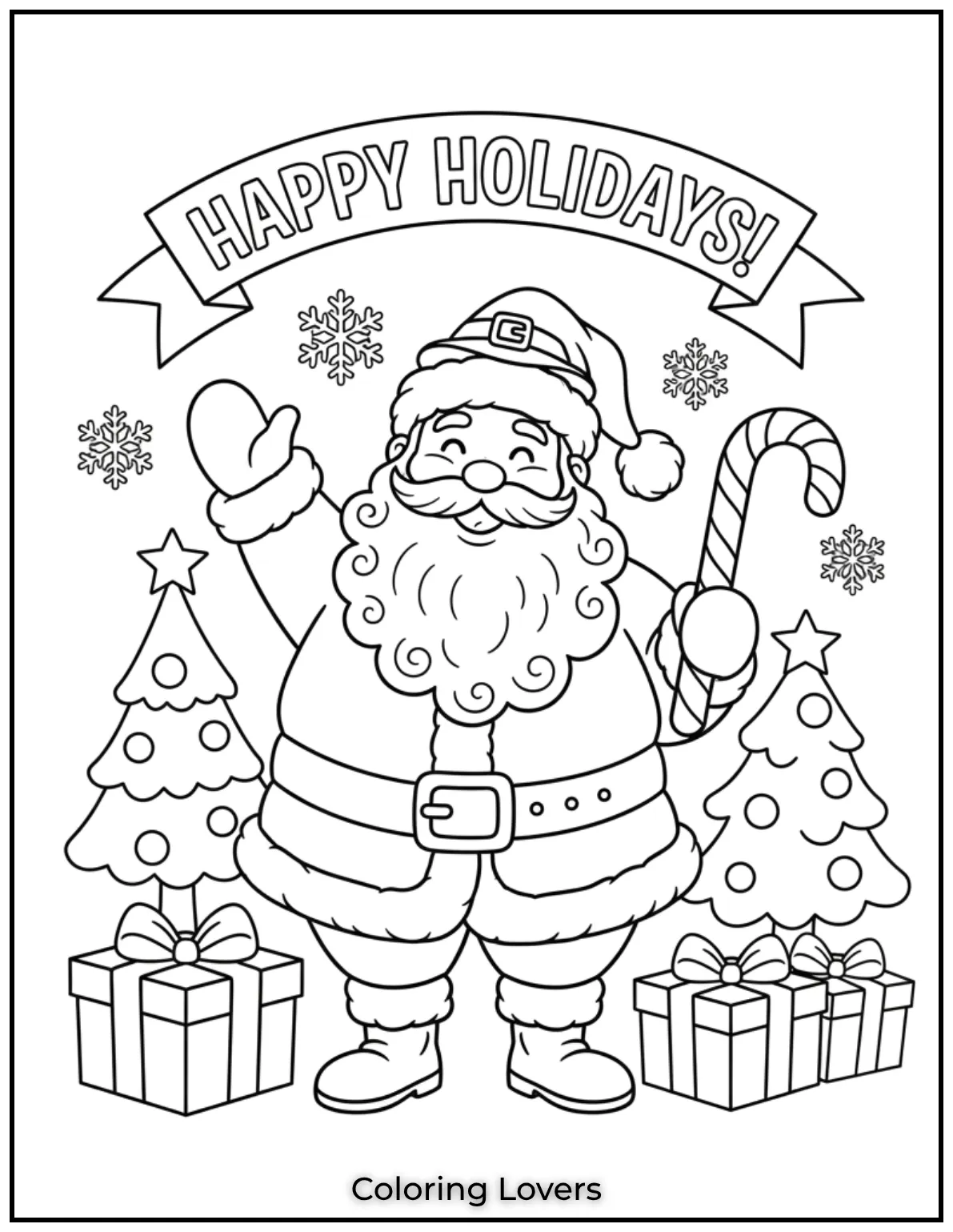 Heres Santa waving joyfully with his candy cane 1