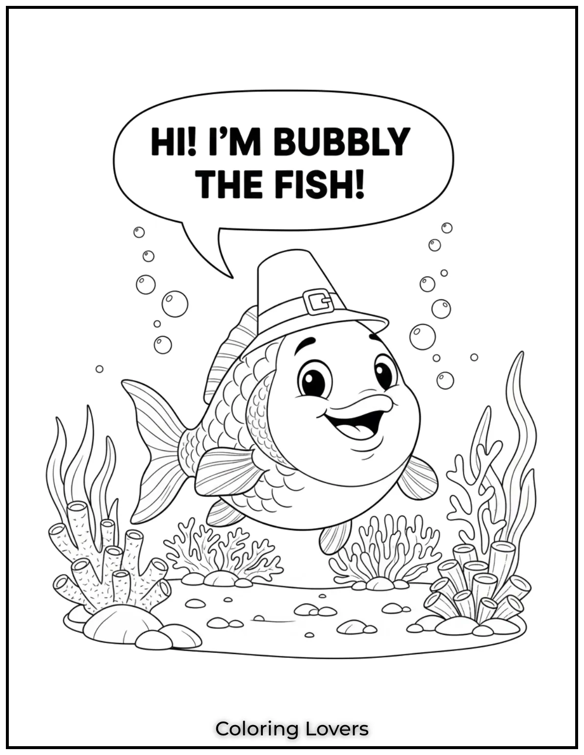 Fish Coloring Pages That Are Free to Downloads 6 Hi Im bubbly the fish says the smiling swimmer. A friendly fish full of character