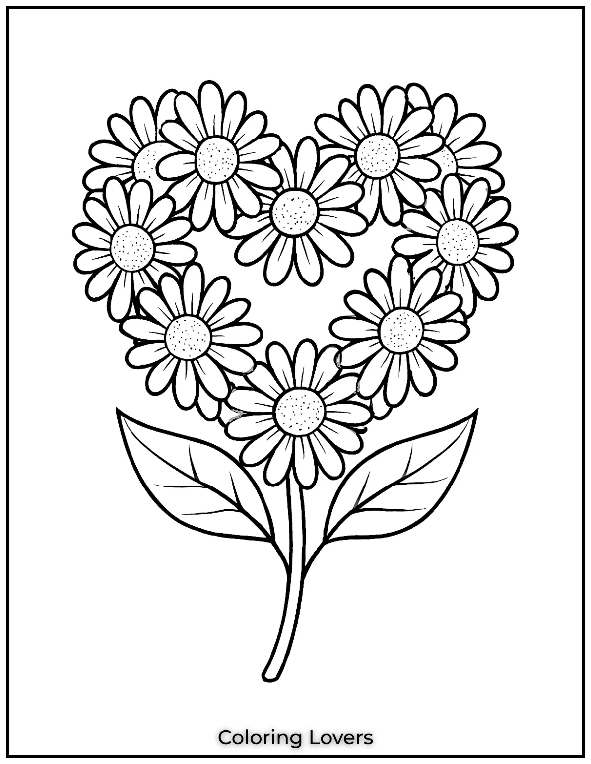 I had so much fun creating this heart shaped daisy coloring page Its all about spreading love and positivity through natures beautiful blooms