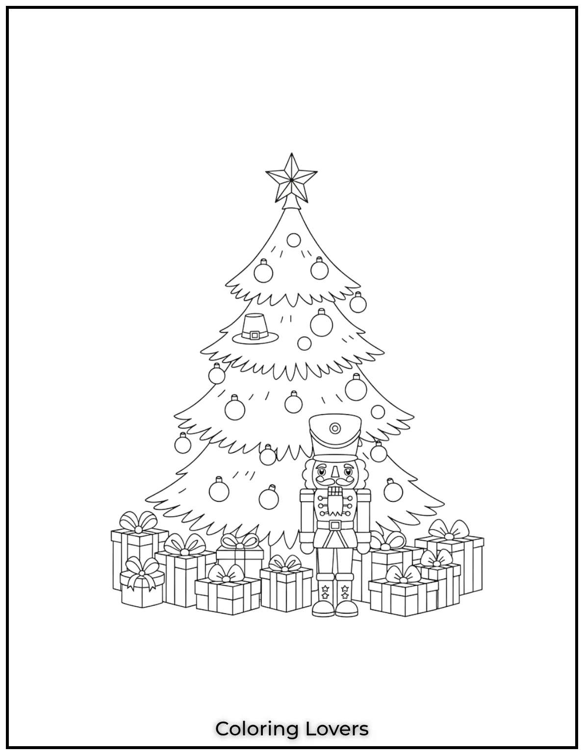 Free Printable Christmas Tree Coloring Pages 18 I just love how this nutcracker adds a charming touch to the Christmas tree