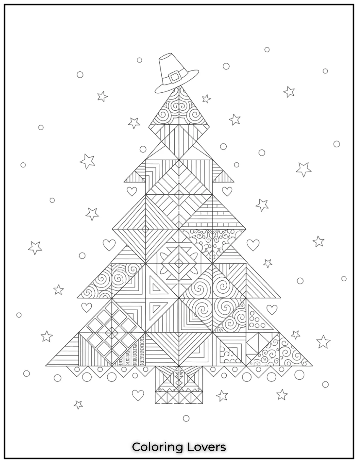 Free Printable Christmas Tree Coloring Pages 58 I loved playing with geometric shapes in this tree design. Its perfect for adults who enjoy a little extra challenge in their coloring pages