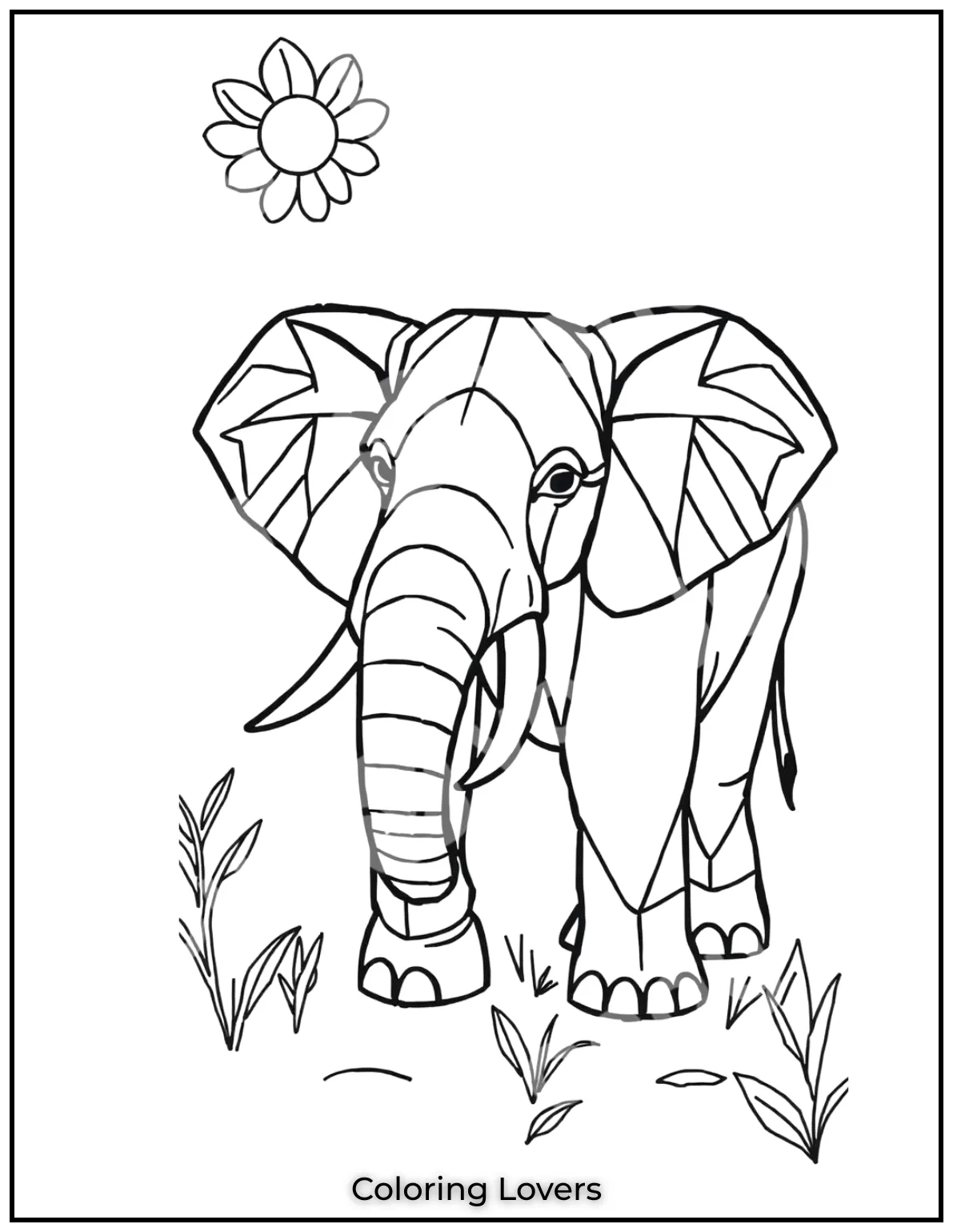Unique Elephant Coloring Pages for Kids 41 I went with bold geometric shapes for this one Its great for those who love clean lines and strong shapes in their art 1