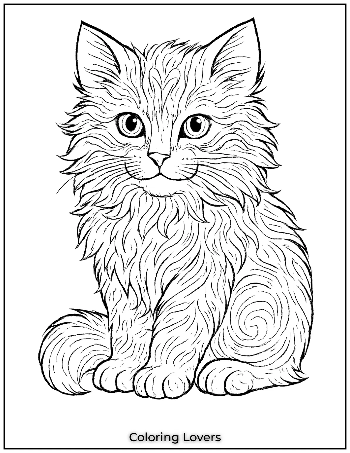 Kitten Coloring Pages – Free, Fun for Kids 34 In this coloring page weve created for adults a fluffy kitten with detailed fur patterns is sitting